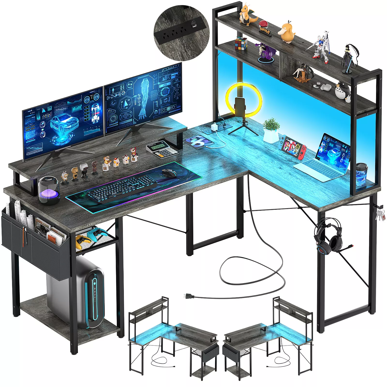 Clark L Shaped Gaming Corner Desk - Image 5
