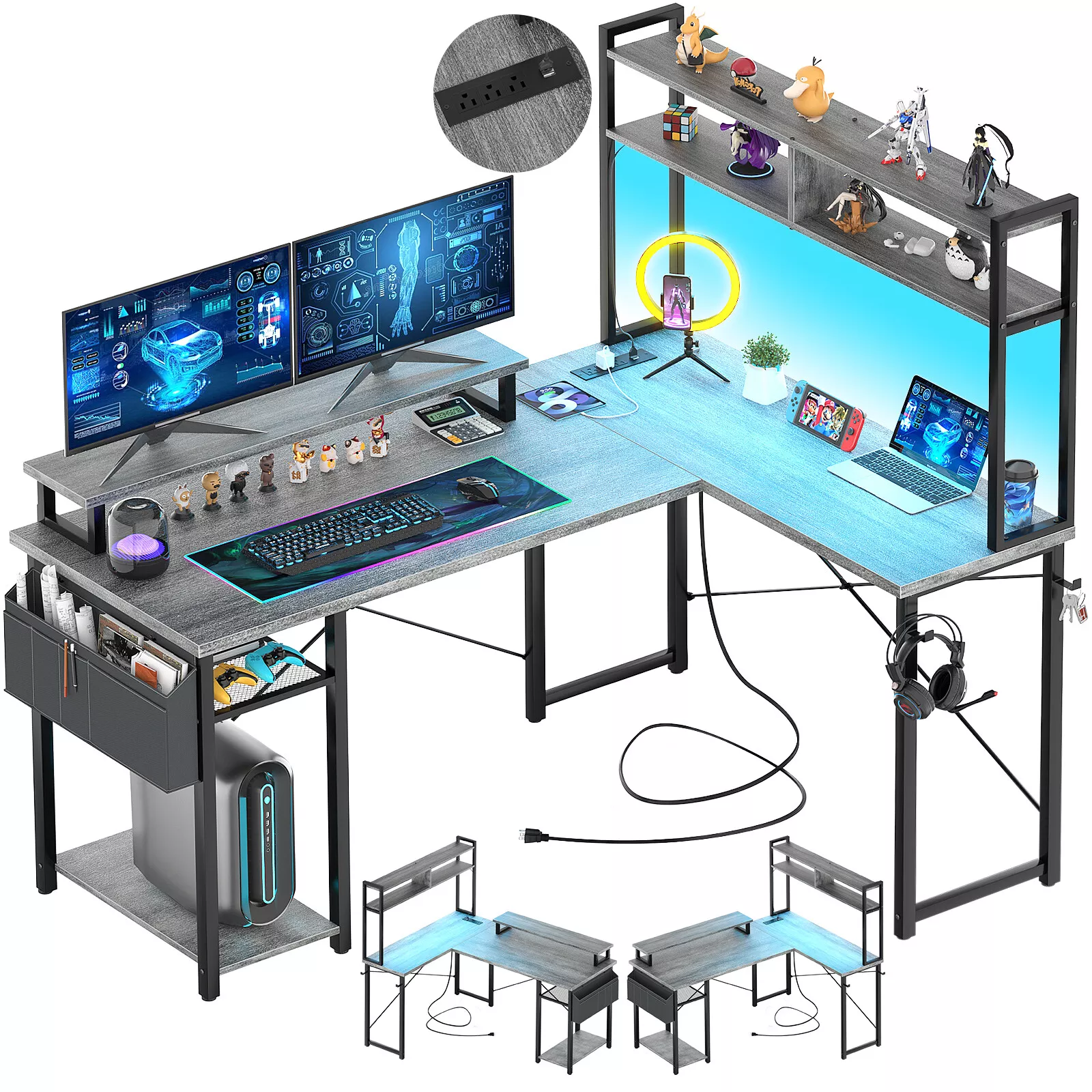 Clark L Shaped Gaming Corner Desk - Image 6