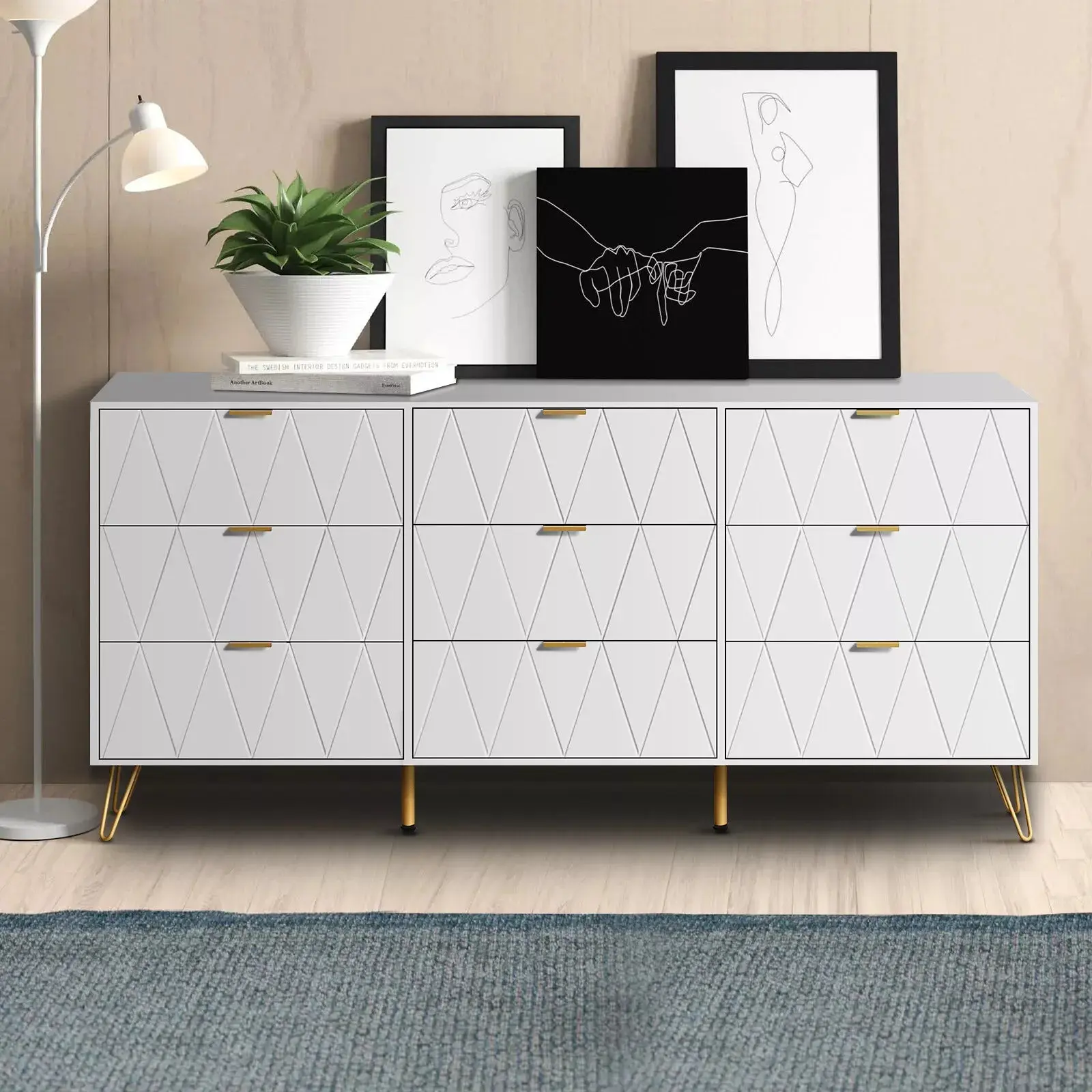 Cora Modern Wide 9 Drawer Chest Dresser - Image 6