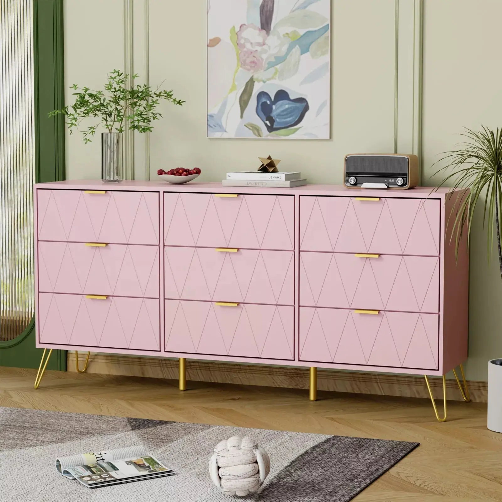Cora Modern Wide 9 Drawer Chest Dresser - Image 8