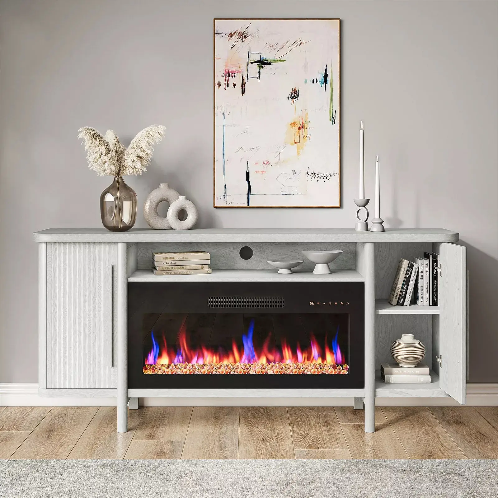 Dewi Mid Century Fireplace TV Stand (Up to 75") - Image 2