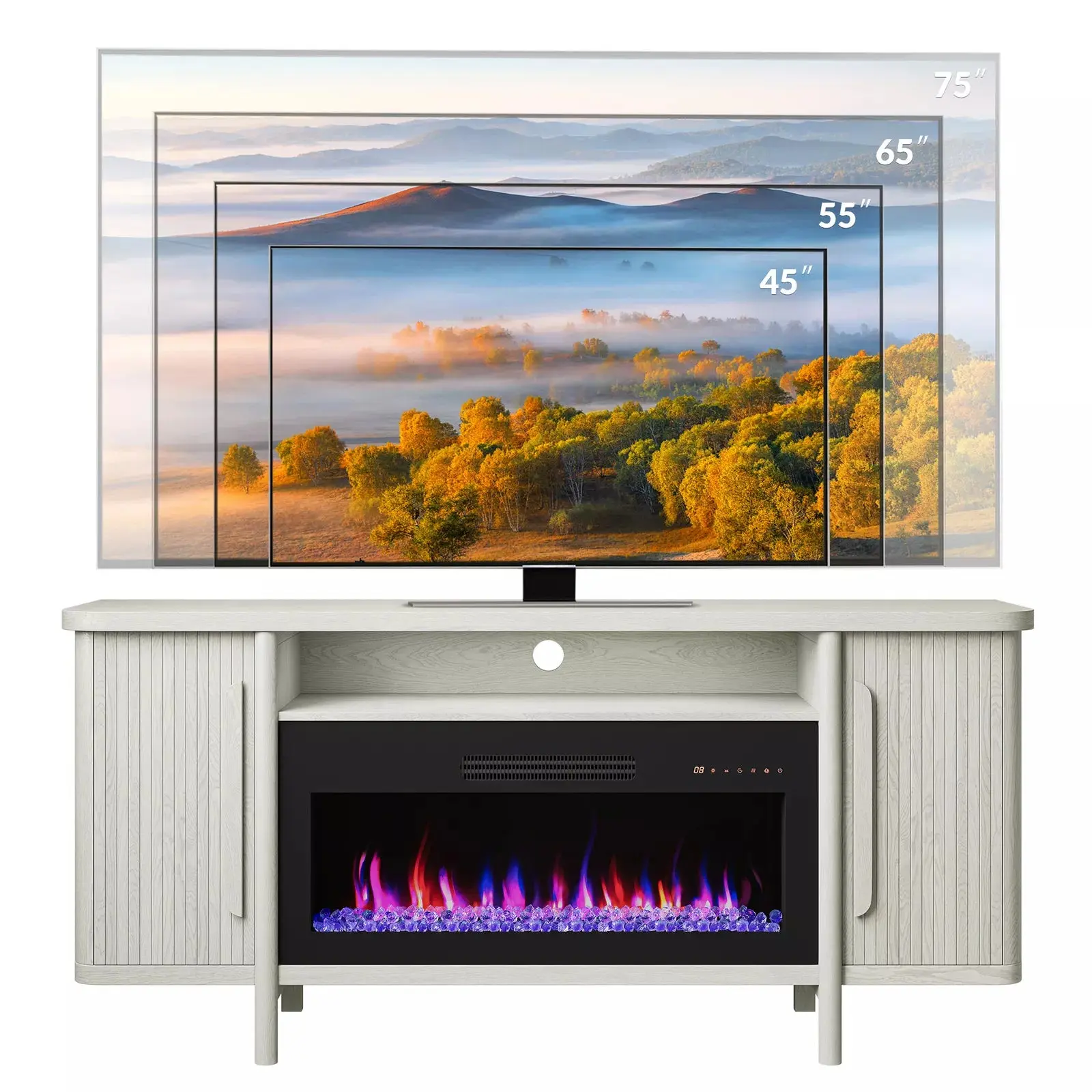 Dewi Mid Century Fireplace TV Stand (Up to 75") - Image 8
