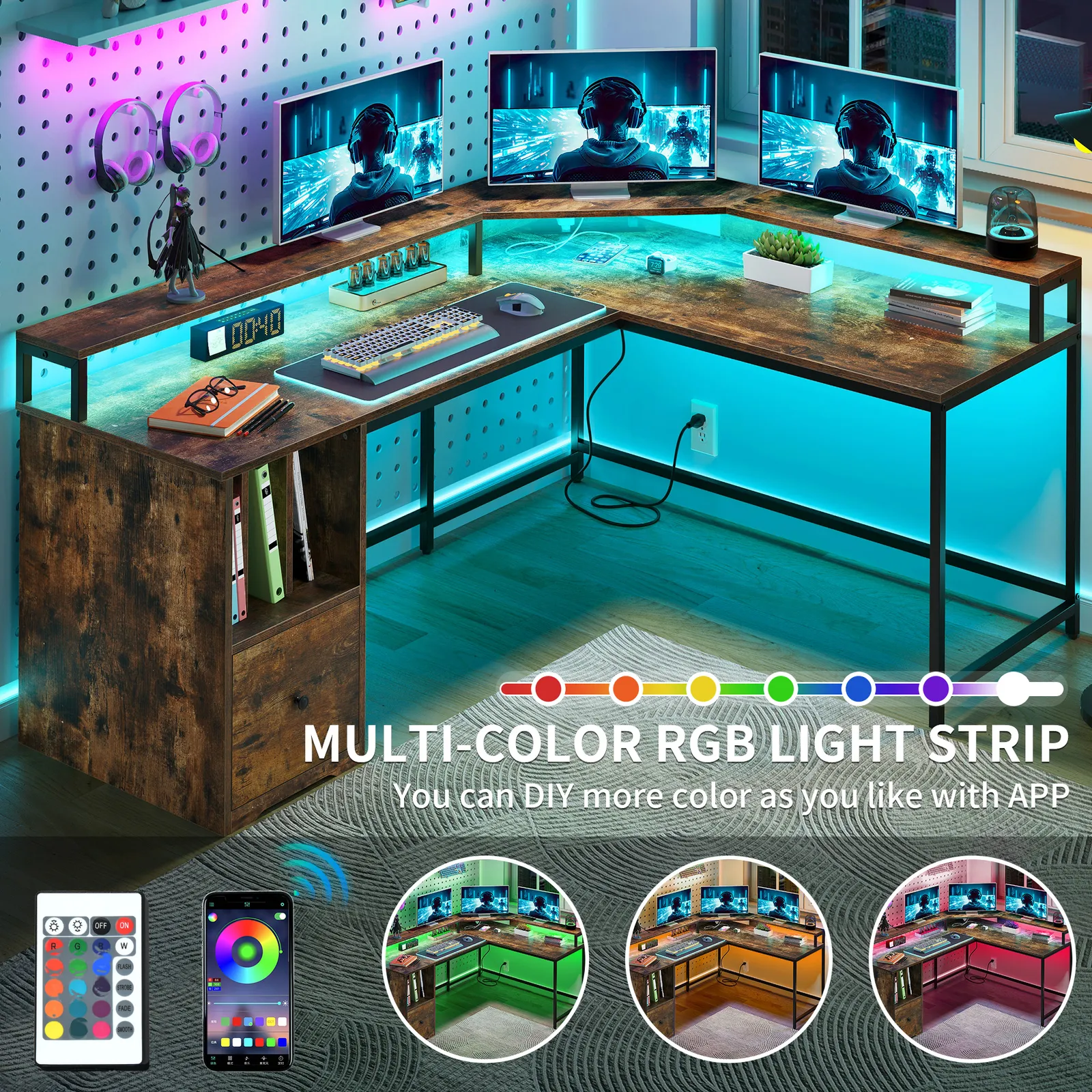 Dexter L Shaped Gaming Corner Desk - Image 7