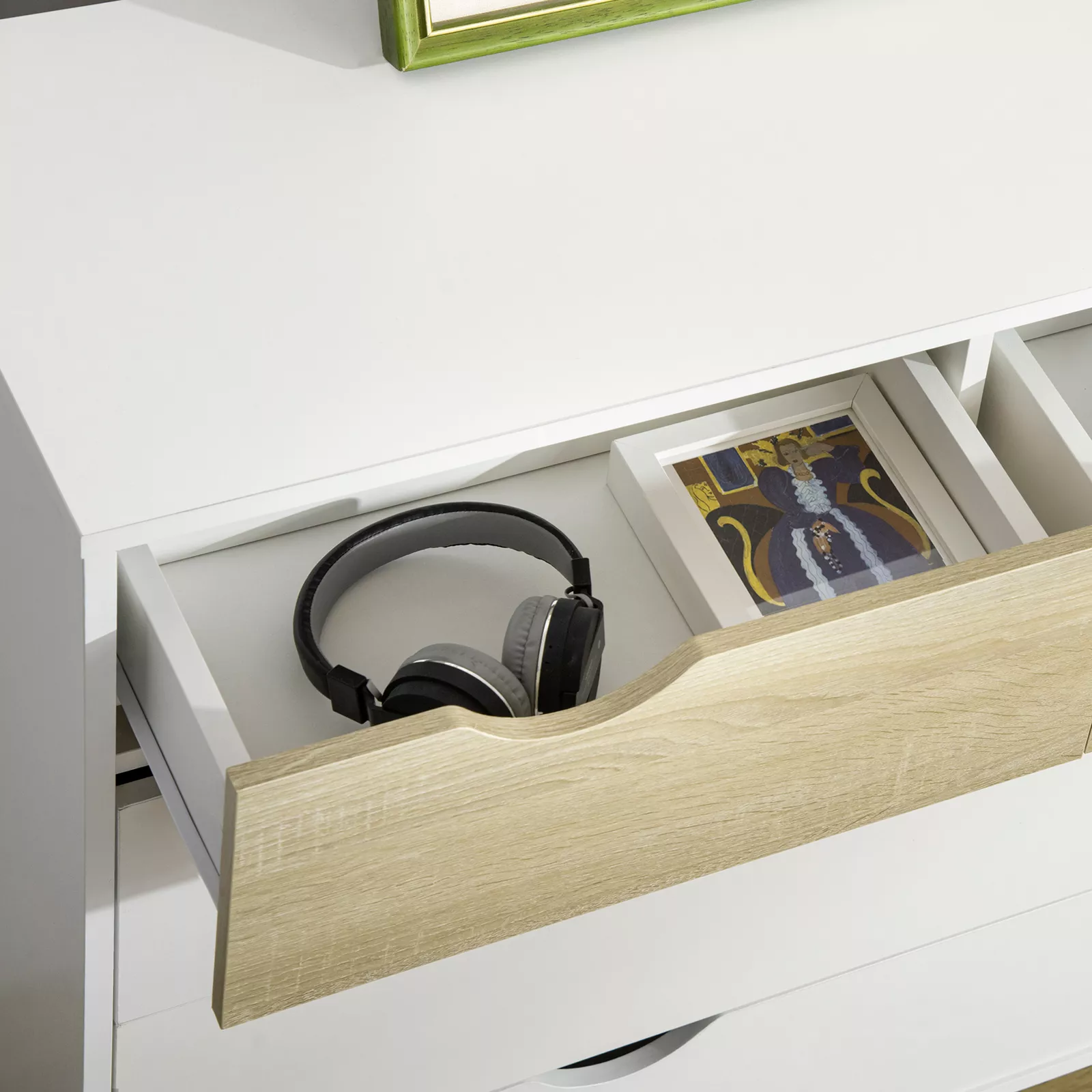 Dhruv White Bedroom 5 Dresser Chest - Image 6