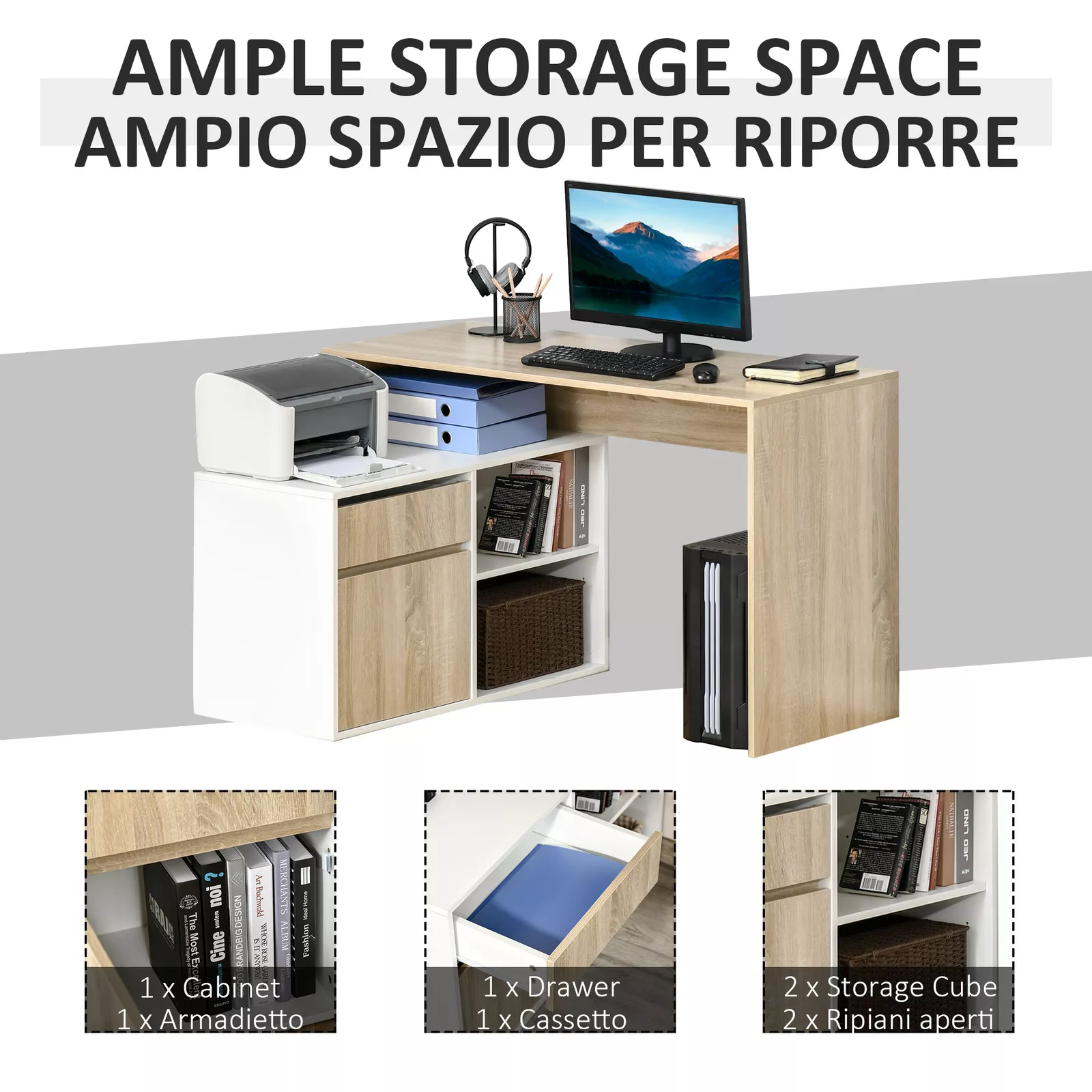 Dillan Corner L Shaped Computer Desk With Storage - Image 5