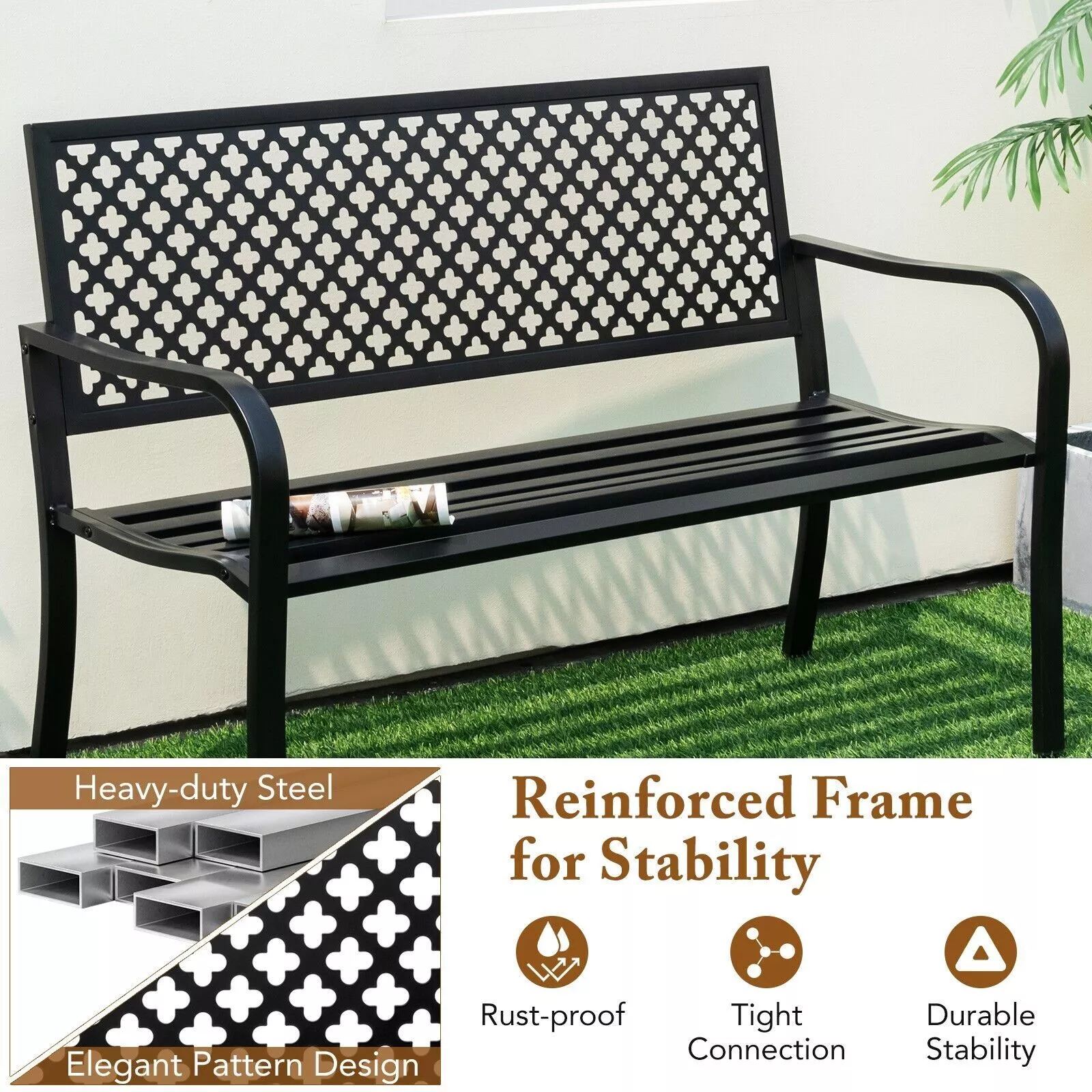 Drake Metal Outdoor Garden Bench - Image 5