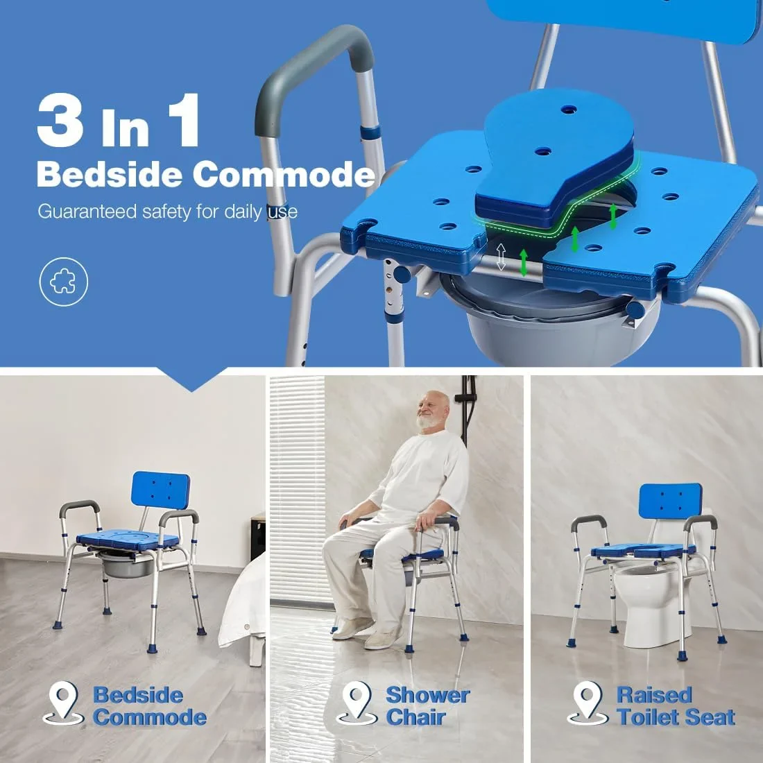 Eaton Adult's Wide Bedside Commode Chair - Image 5