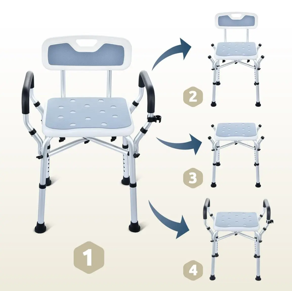 Elderly Shower Chair With Arms - Image 3