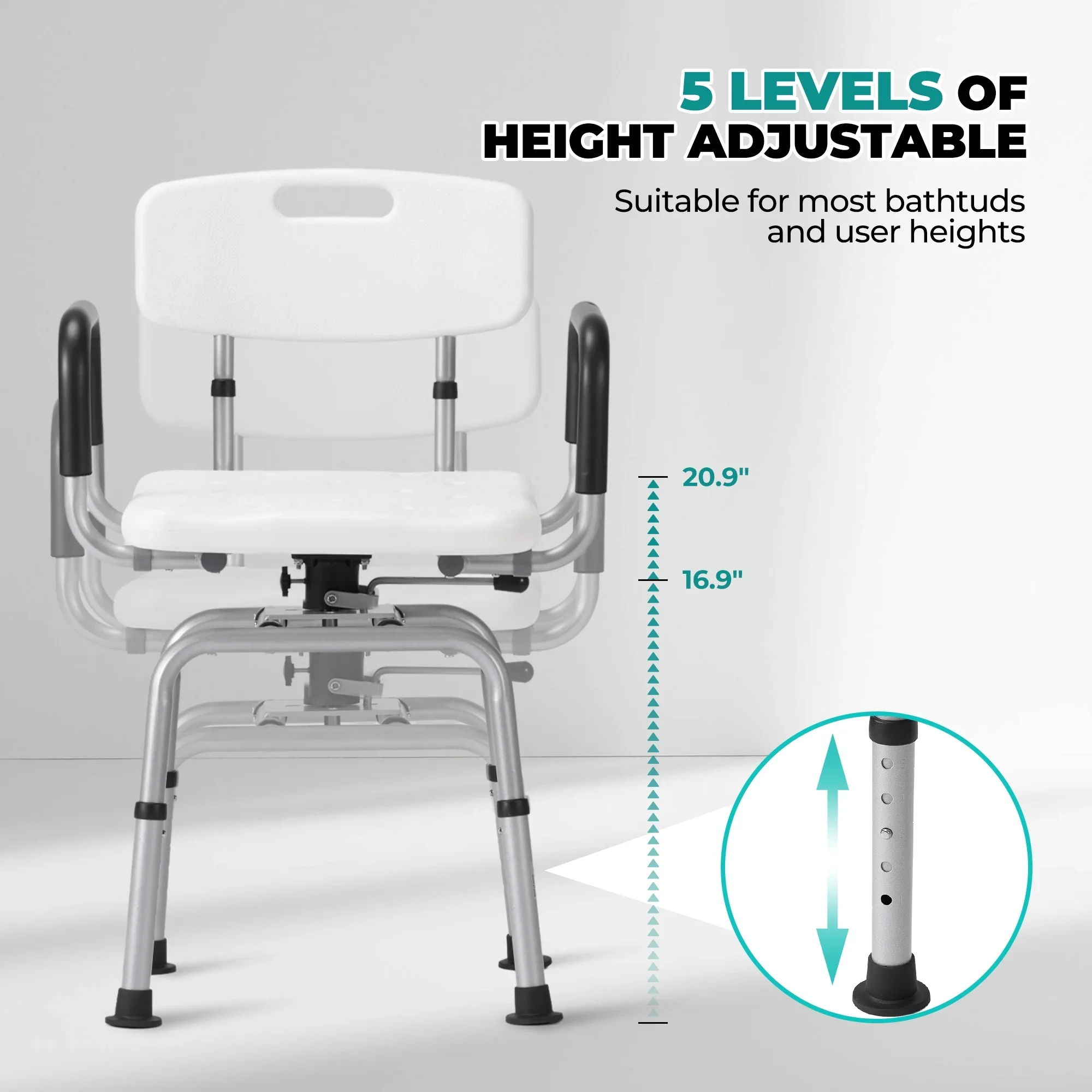Elderly Swivel Shower Chair With Arms - Image 2