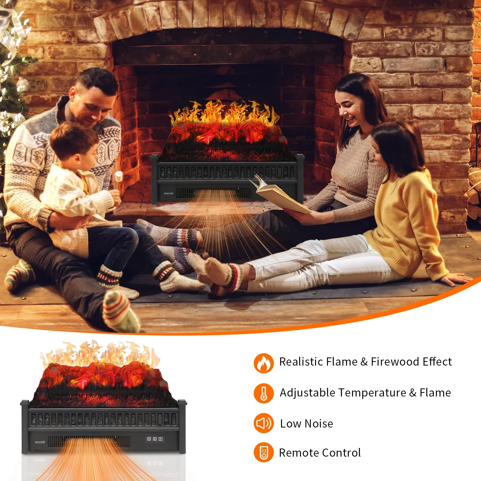 Electric Portable Fake Log Fireplace Insert - Image 5