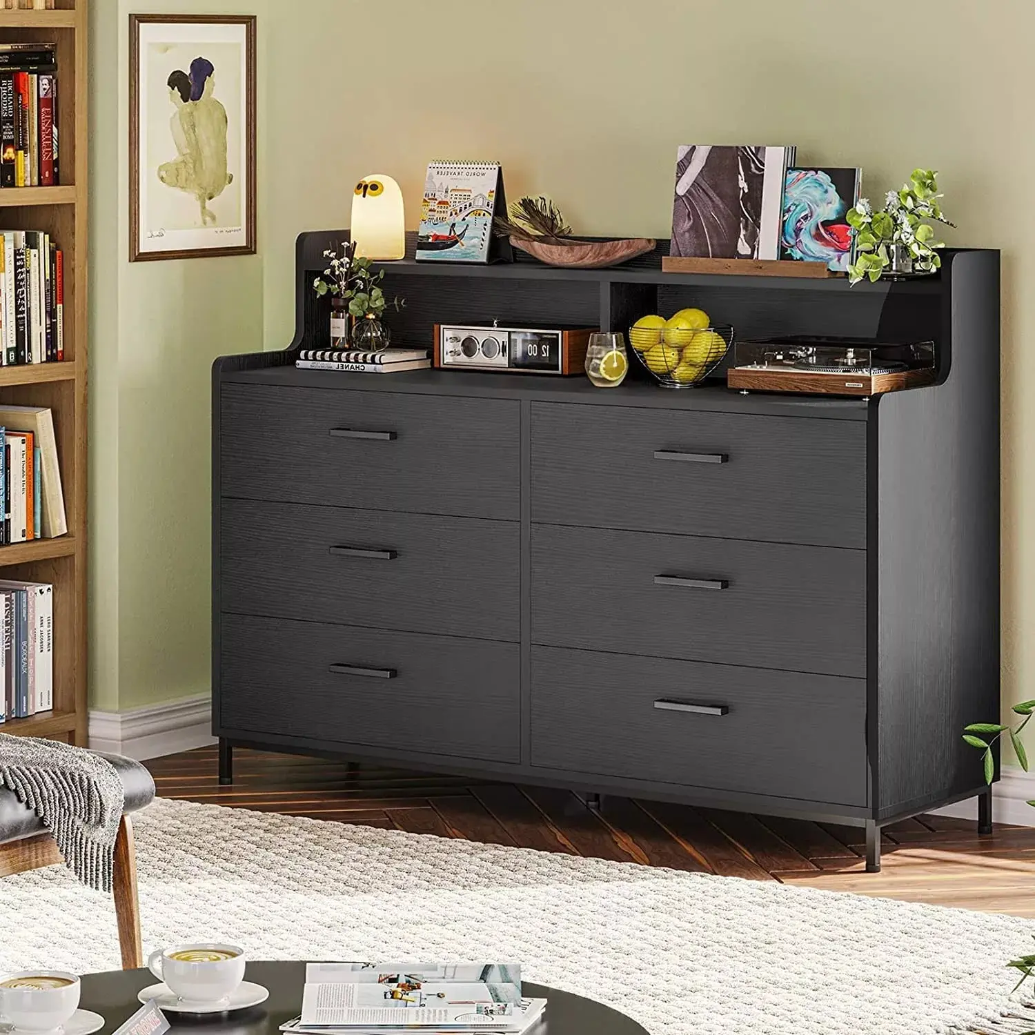 Elif Modern Black 6 Drawer Chest Dresser - Image 5