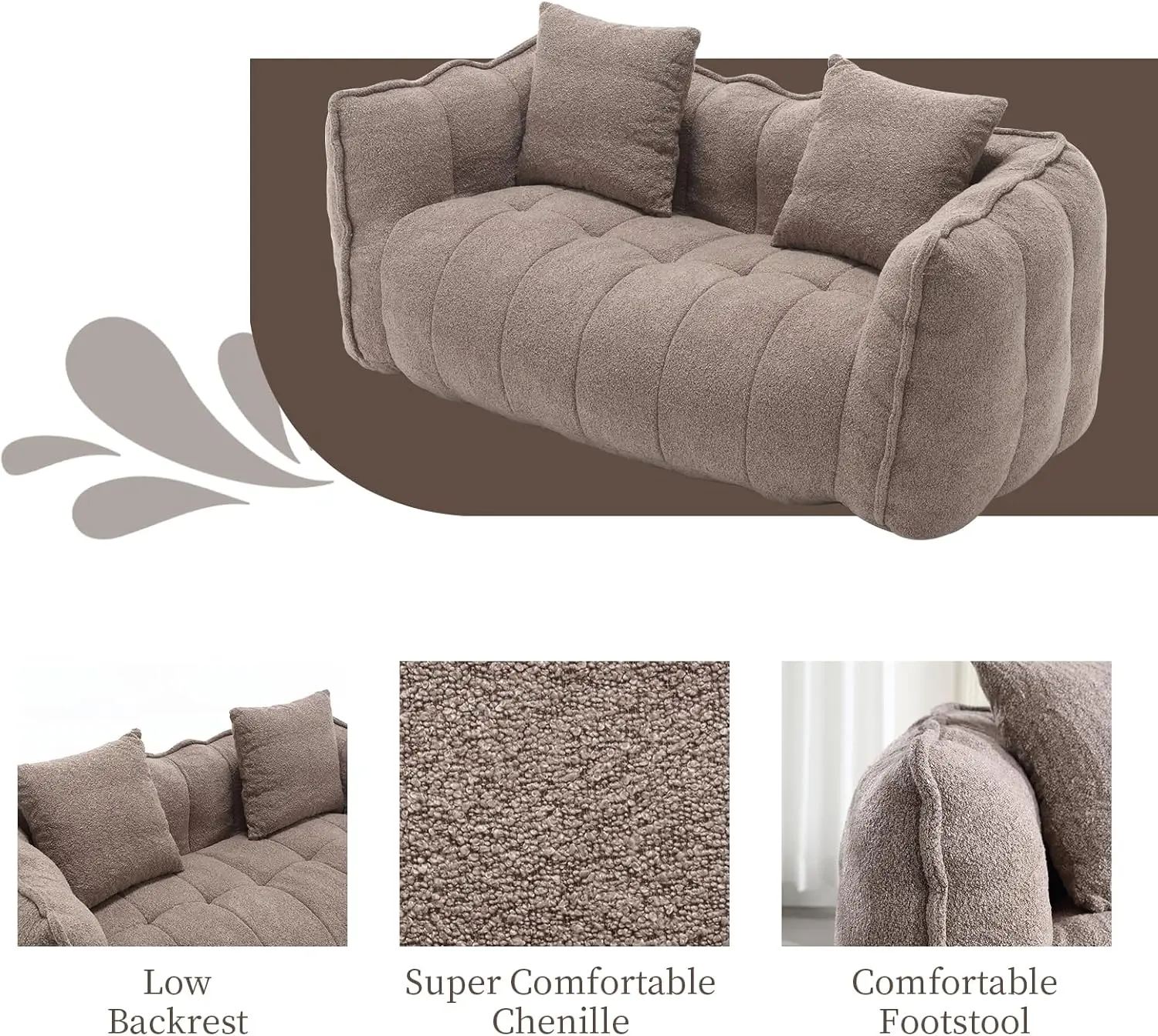Ella Bean Bag Loveseat Sofa Couch - Image 3