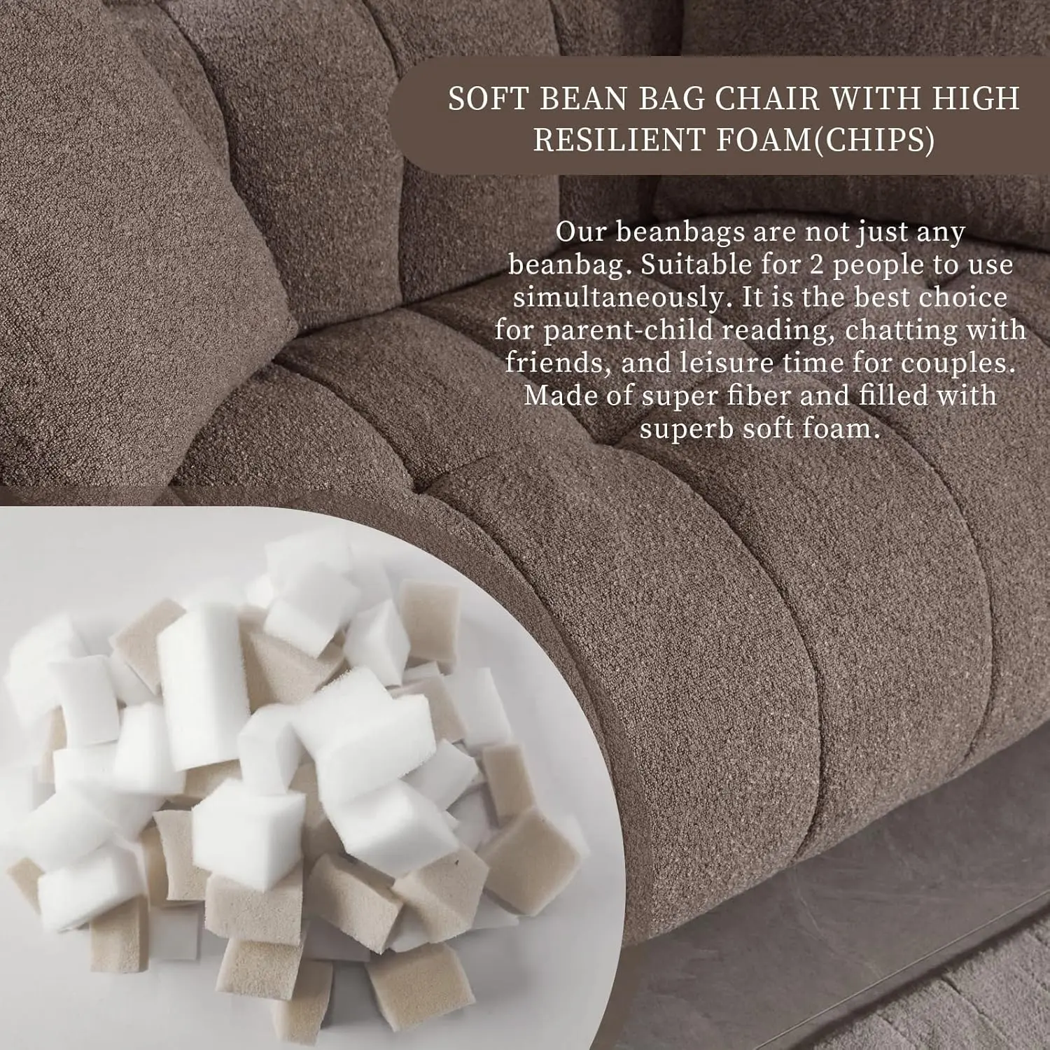 Ella Bean Bag Loveseat Sofa Couch - Image 5