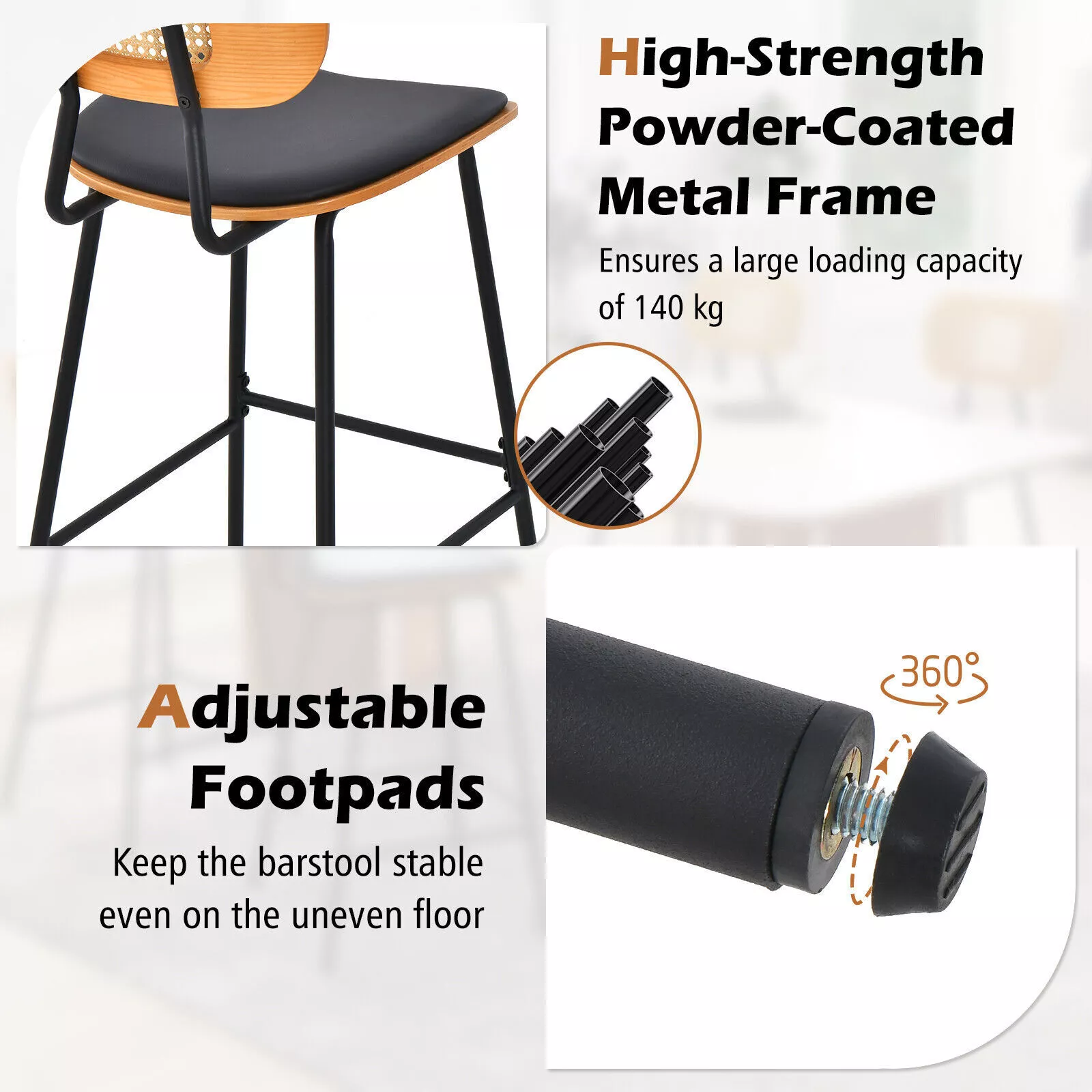 Euan Swivel Kitchen Bar Stools With Back (Set of 2) - Image 5