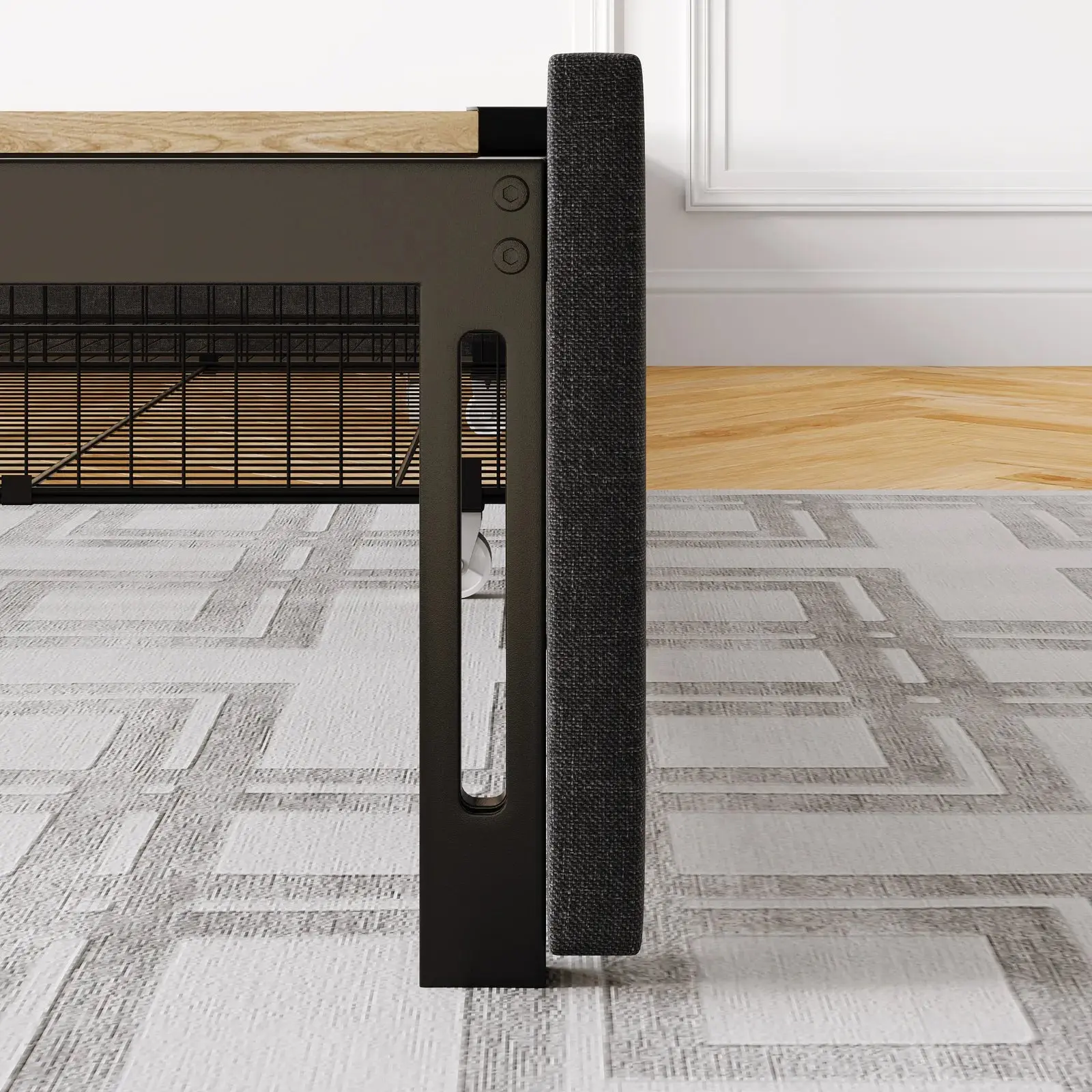 Edie Fabric Plateform Bed Frame With Storage - Image 7