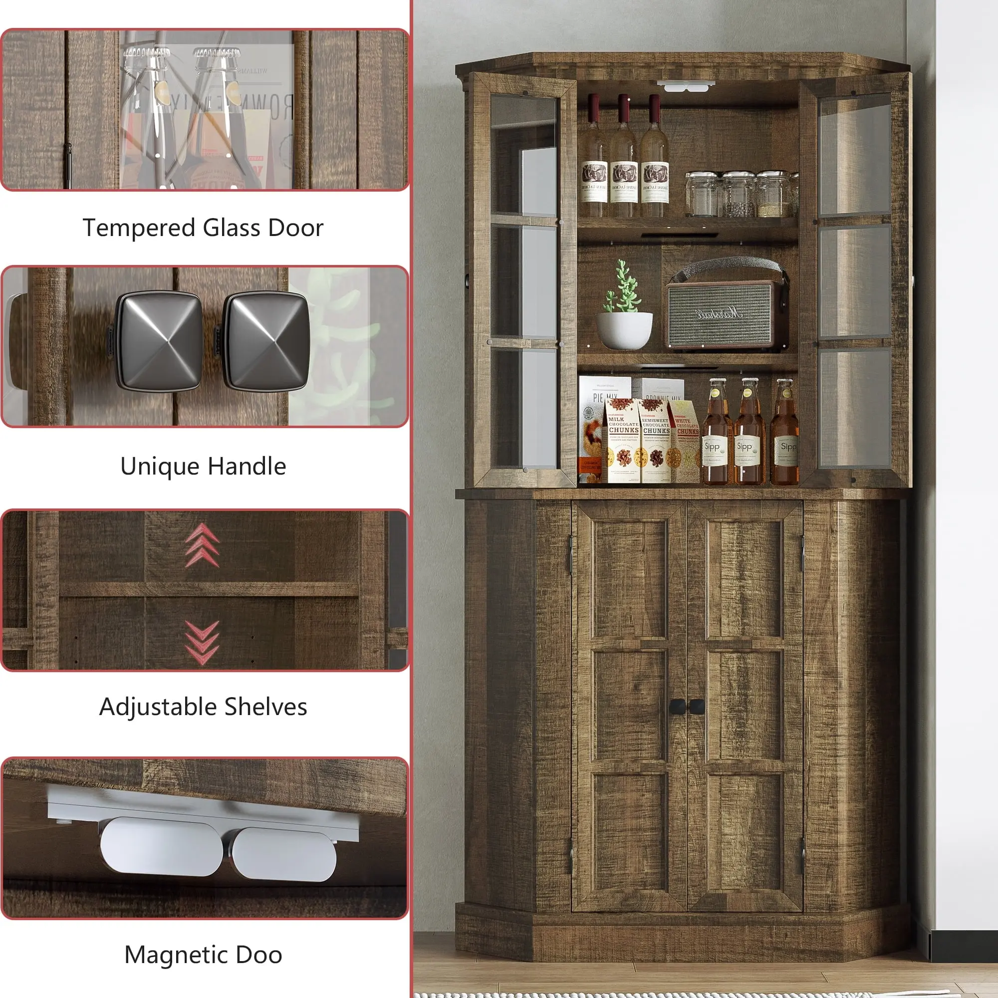 Faiza Tall Corner Kitchen Pantry Cabinet - Image 3