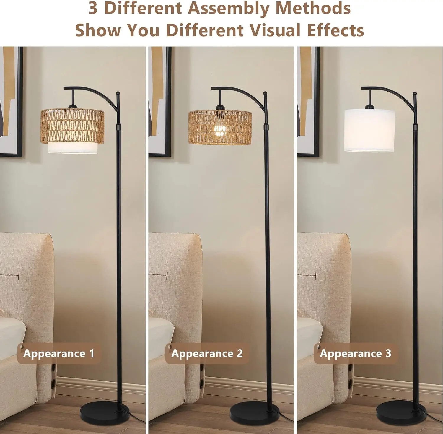 Farmhouse Rattan Living Room Floor Lamp - Image 3