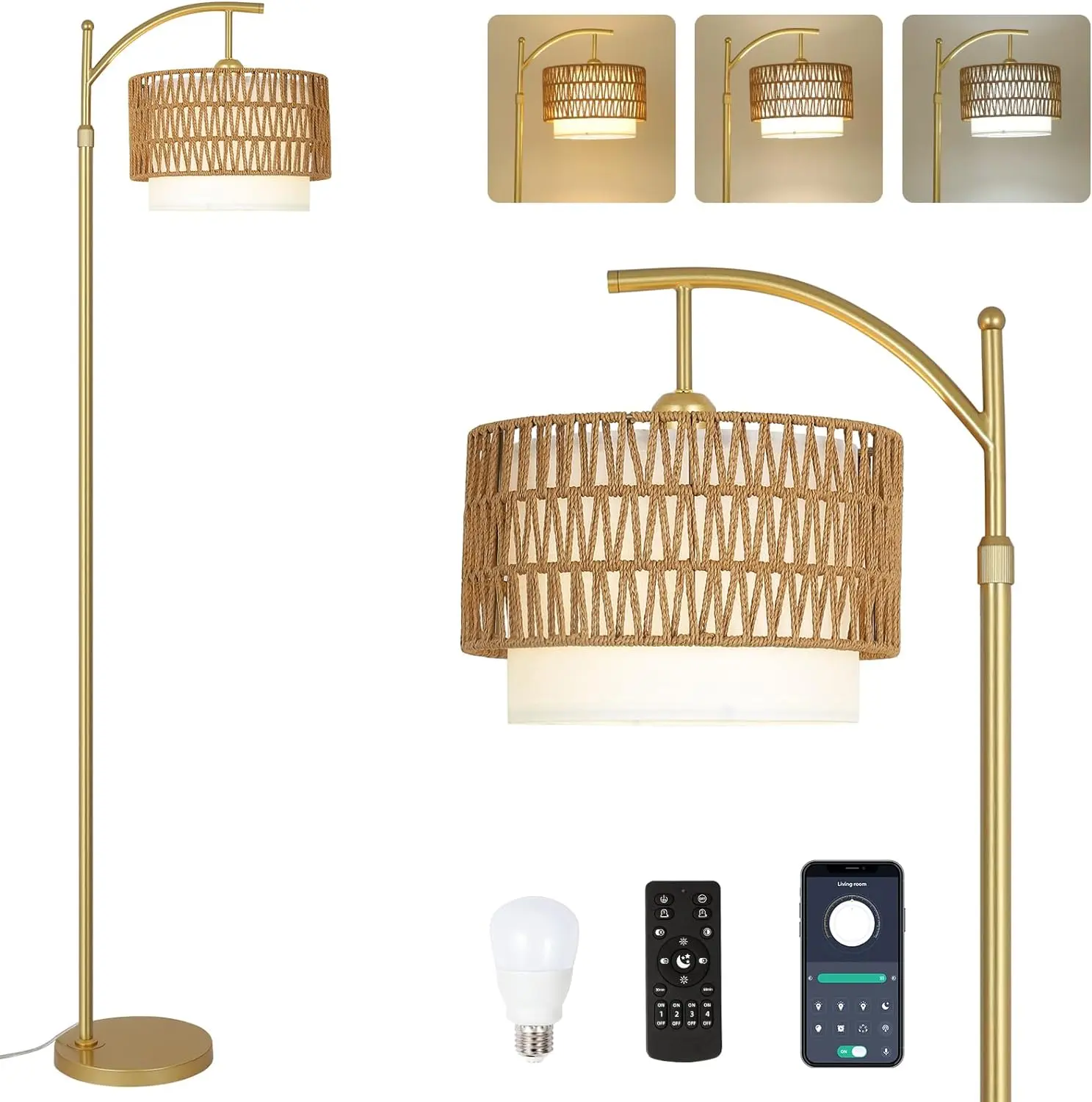 Farmhouse Rattan Living Room Floor Lamp - Image 5