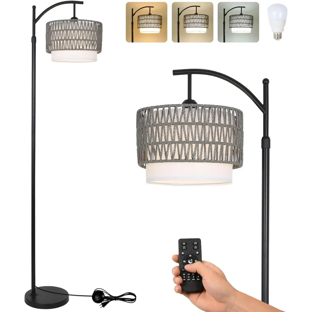 Farmhouse Rattan Living Room Floor Lamp - Image 6