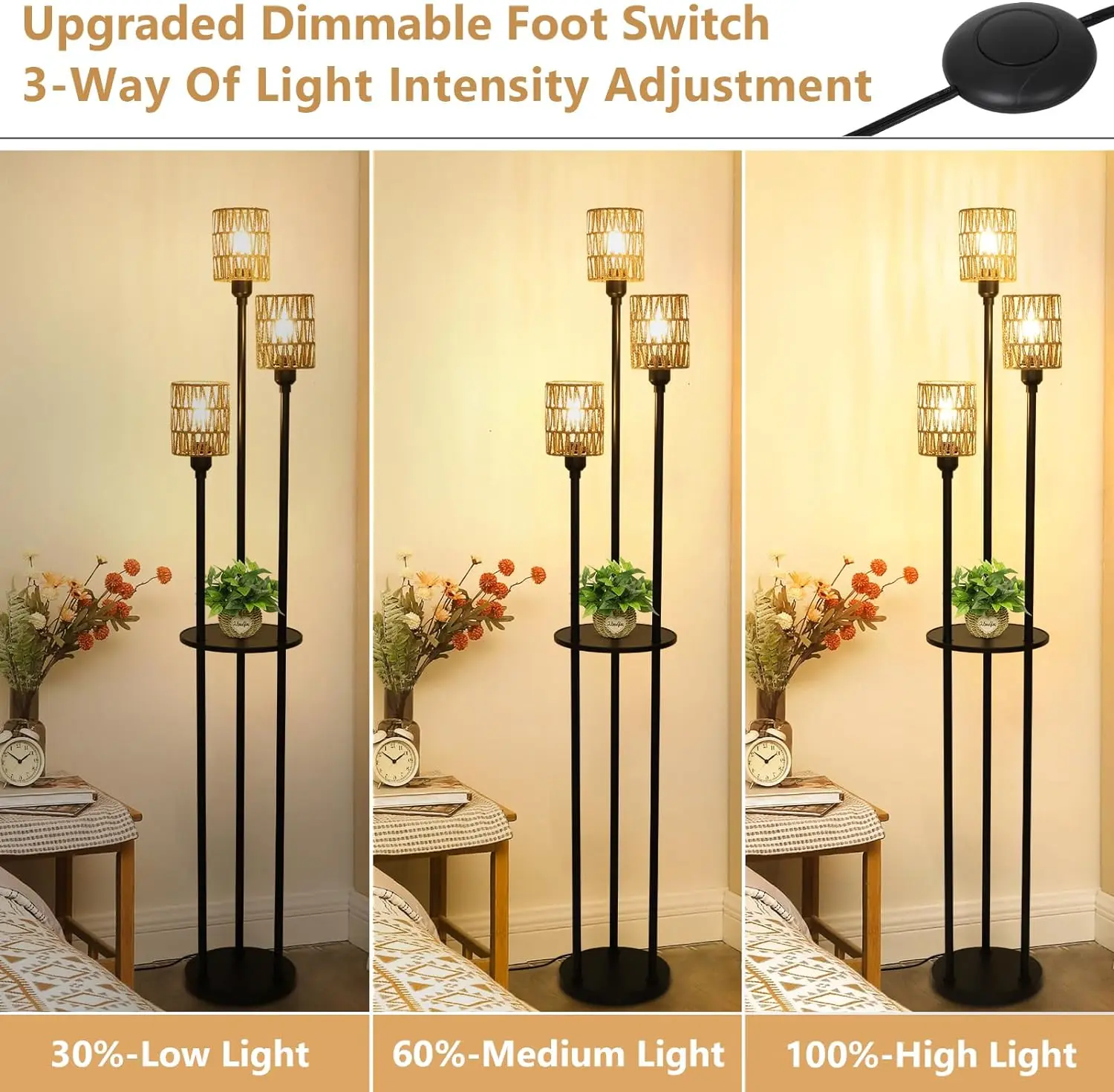 Farmhouse Rattan Living Room Floor Lamp - Image 5