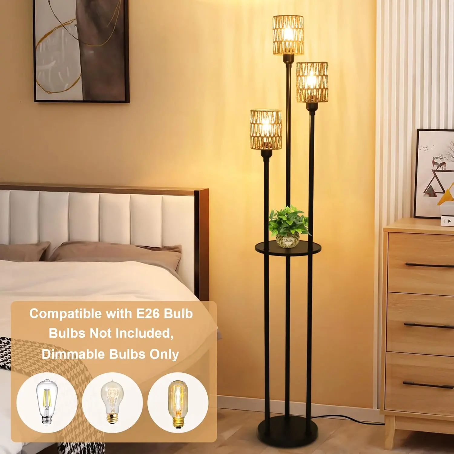 Farmhouse Rattan Living Room Floor Lamp - Image 6