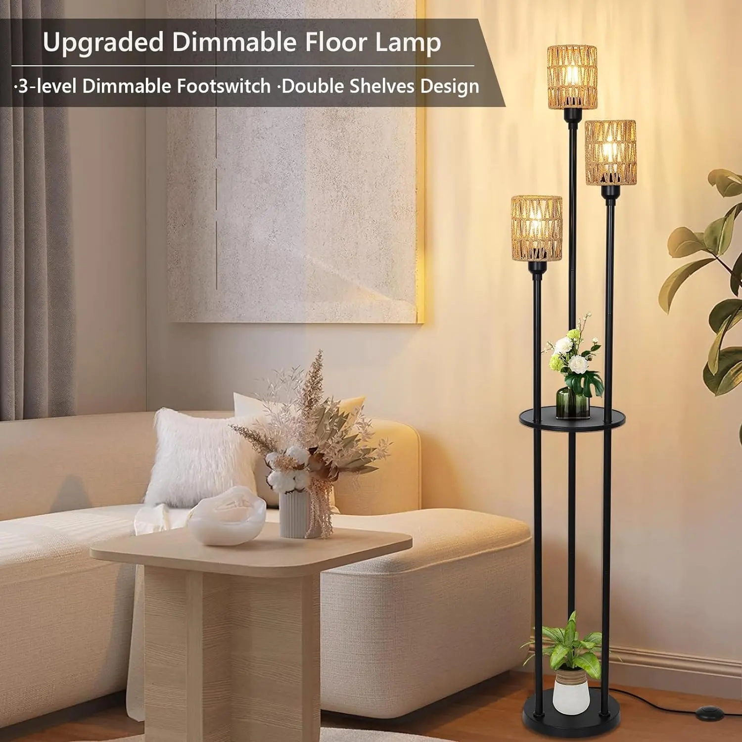 Farmhouse Rattan Living Room Floor Lamp - Image 7