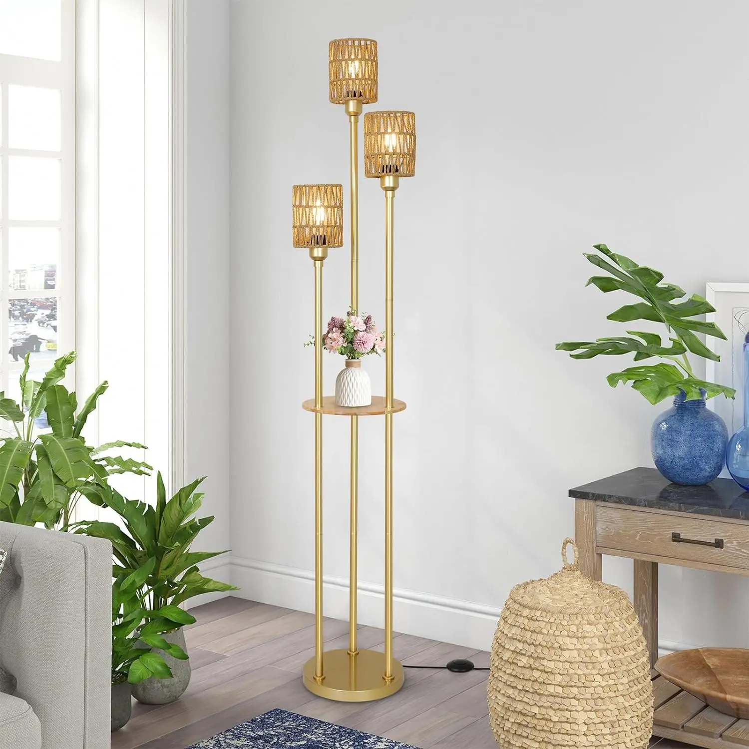 Farmhouse Rattan Living Room Floor Lamp - Image 8