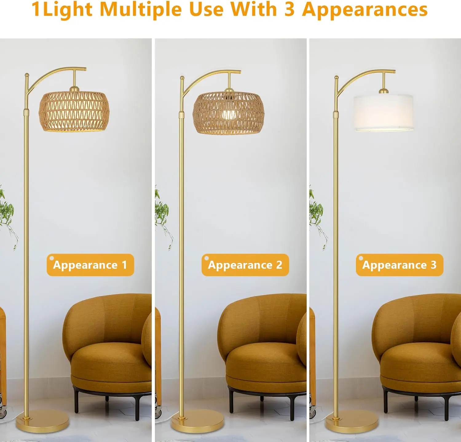 Farmhouse Rattan Living Room Floor Lamp - Image 3