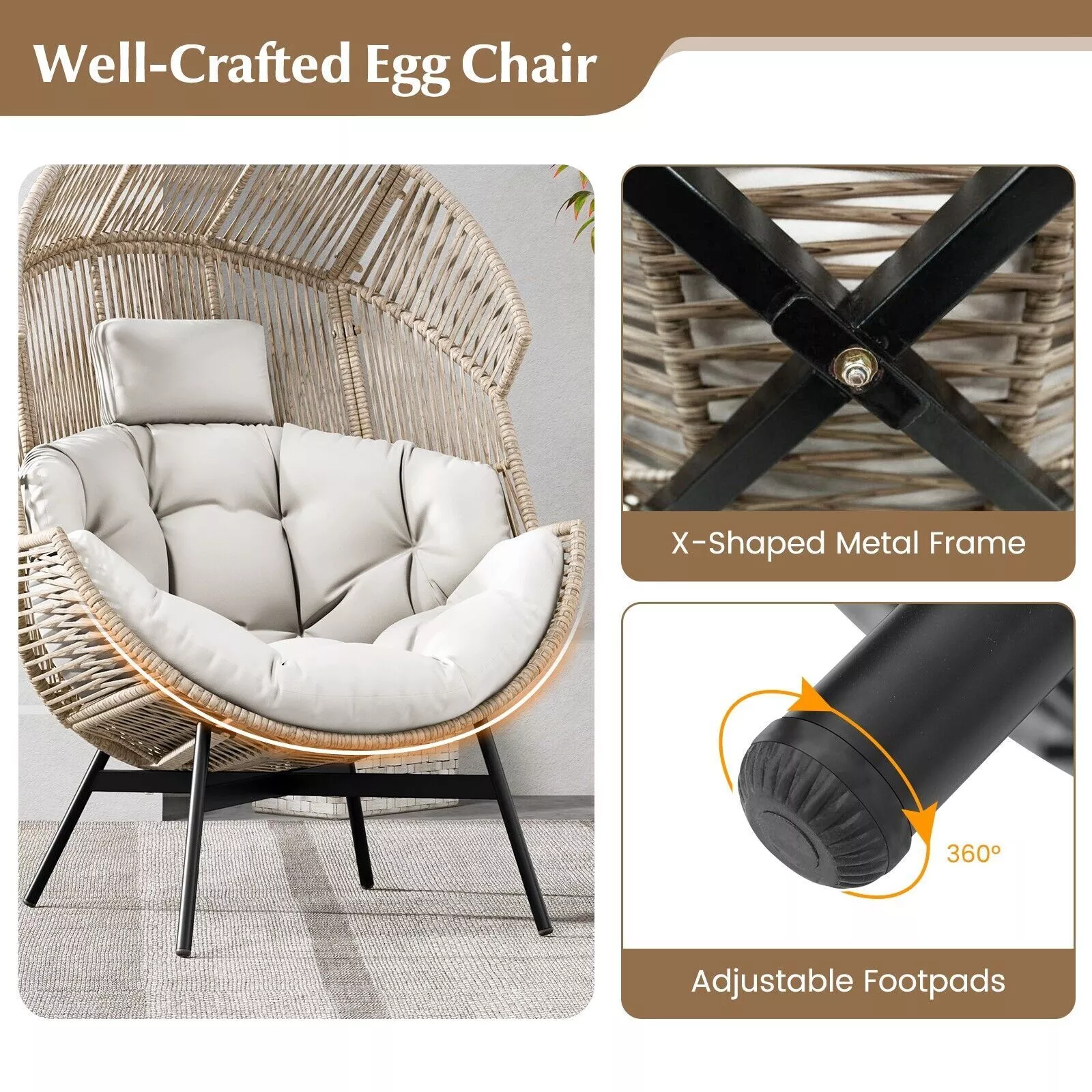 Ffion Oversized Outdoor Garden Egg Chair - Image 3
