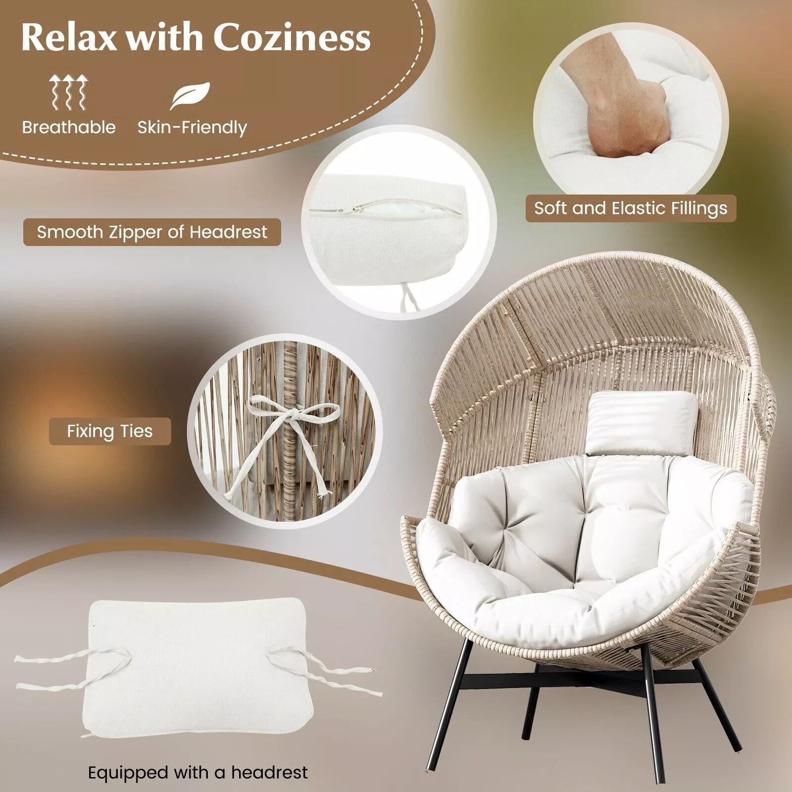 Ffion Oversized Outdoor Garden Egg Chair - Image 4