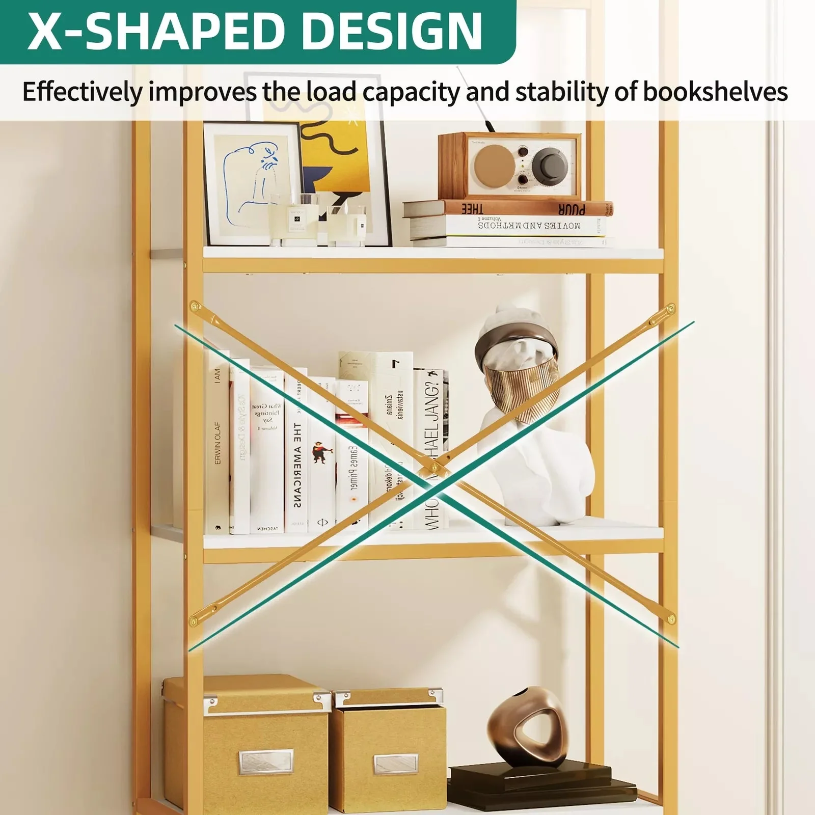 Frank Modern Arched Bookcase Bookshelf - Image 4