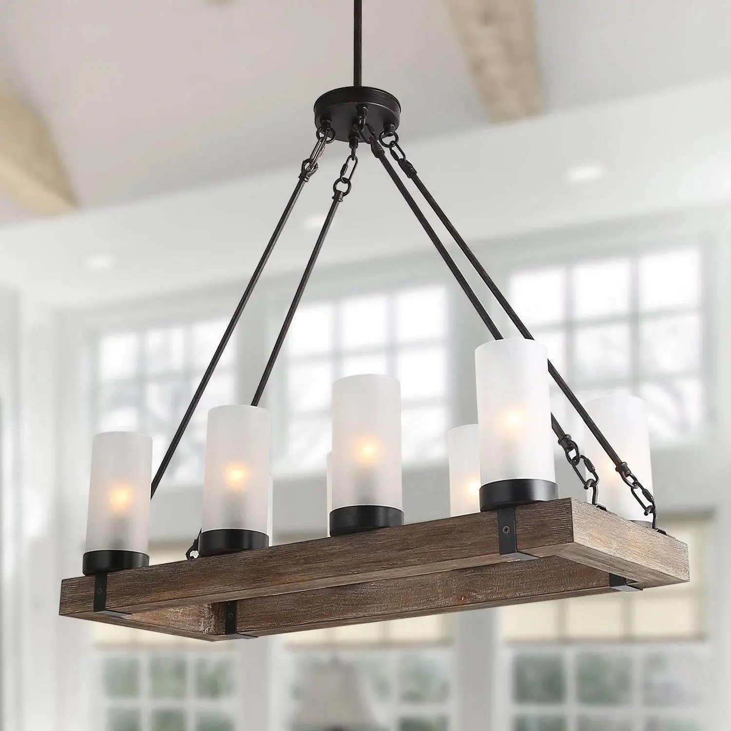 Frosted Candle Farmhouse Dining Room Chandelier - Image 2