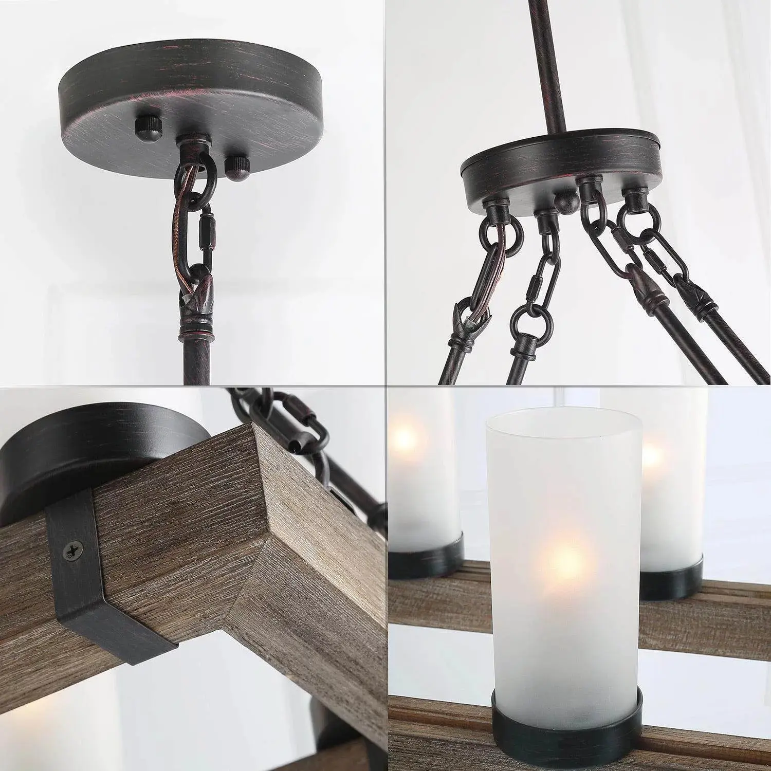 Frosted Candle Farmhouse Dining Room Chandelier - Image 4
