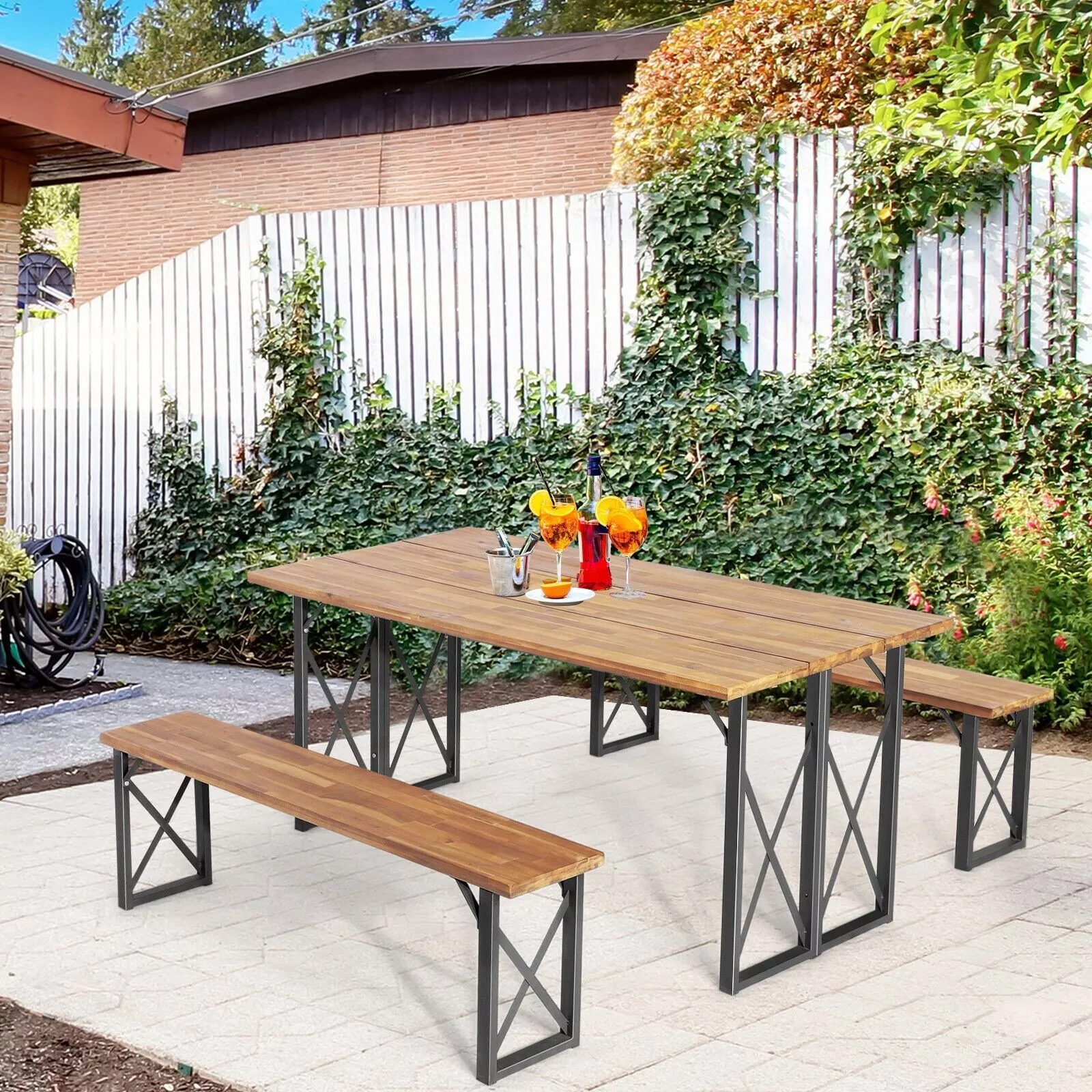 Gibson Wooden Picnic Bench Table