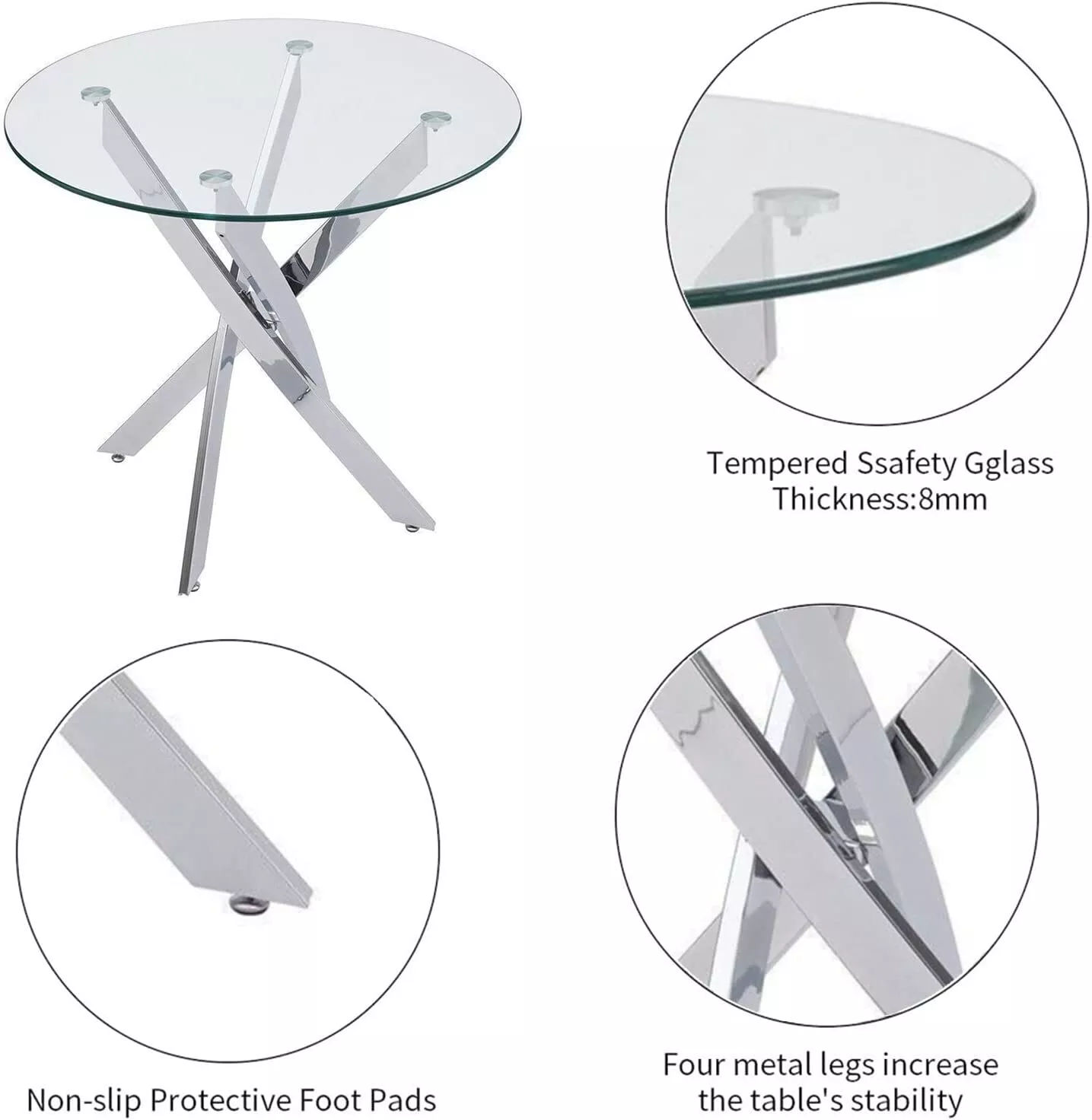 Glass Kitchen Dining Table Set For 4 - Image 3