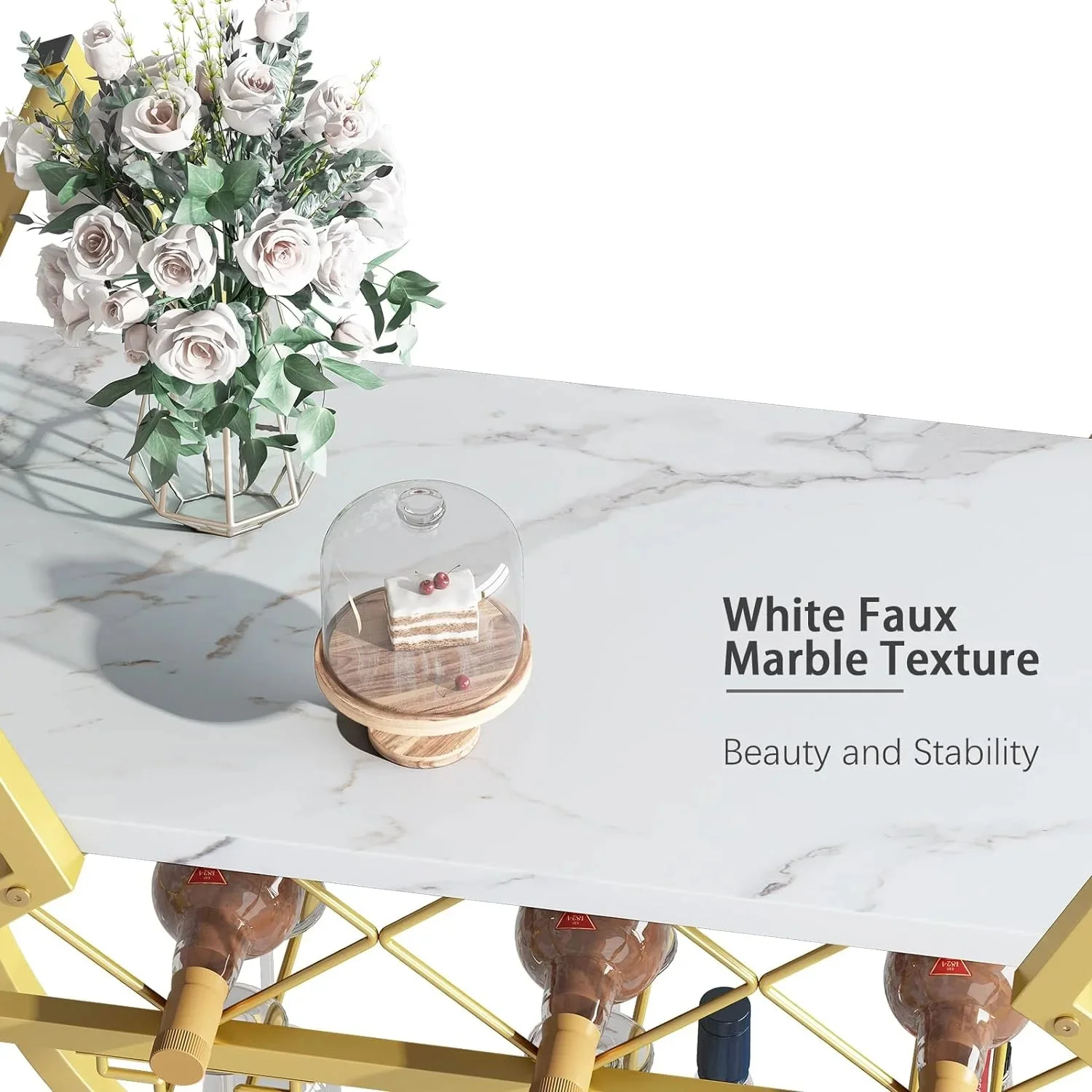 Gold Metal Rolling Beverage Bar Cart - Image 5