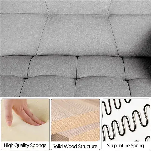 Gray Fabric Convertible Futon Sofa Bed - Image 8
