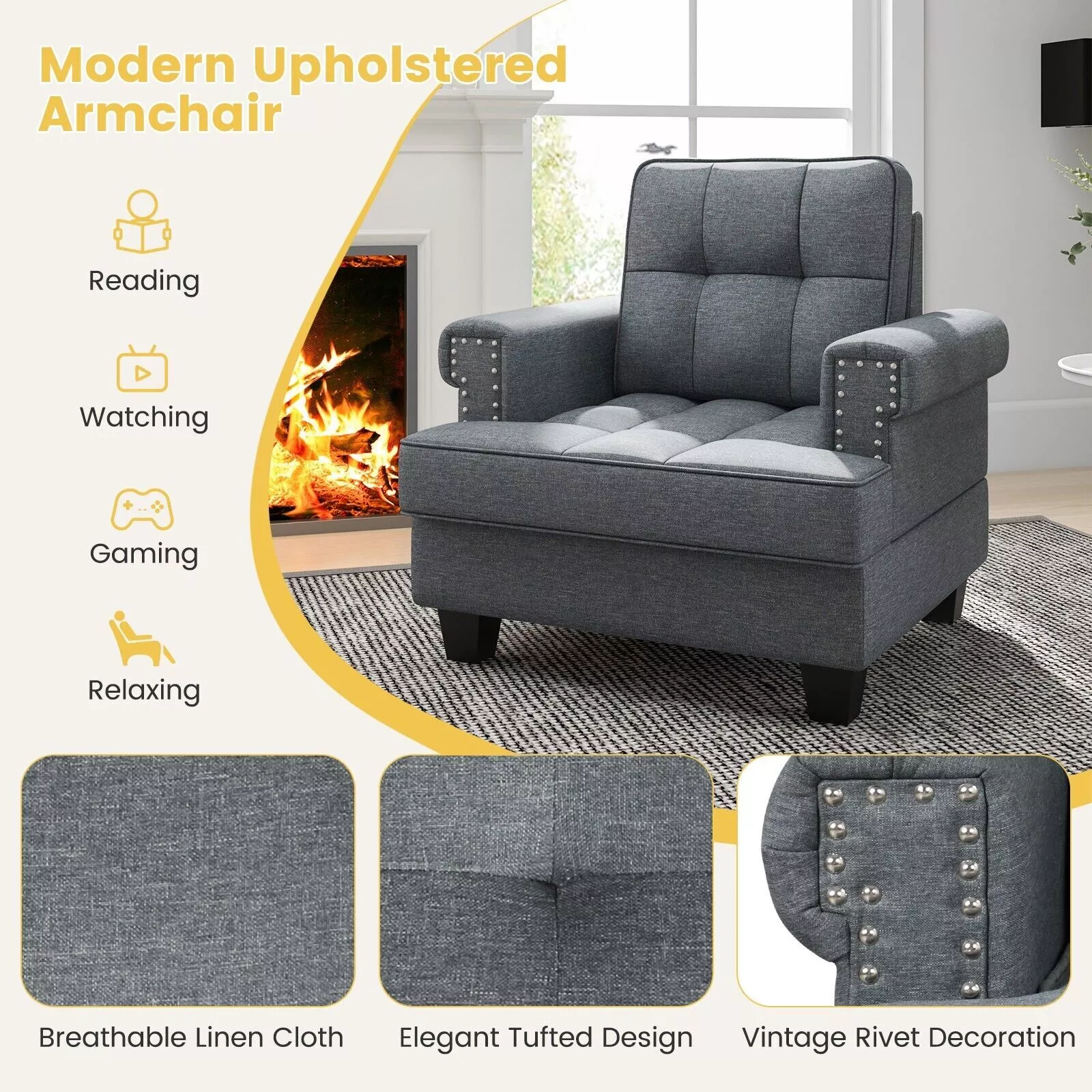Haley Oversized Accent Armchair - Image 3