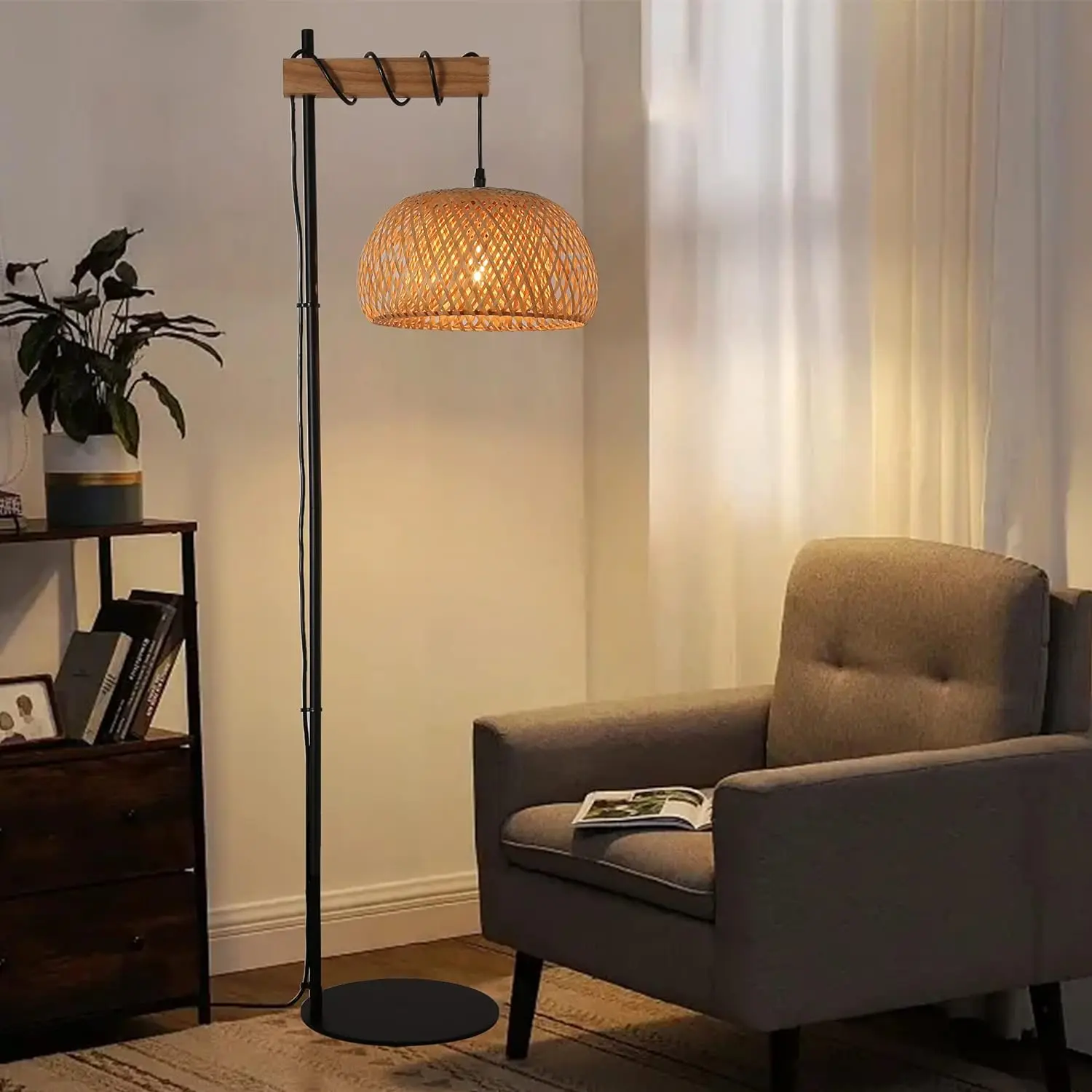 Hanging Bamboo Living Room Floor Lamp - Image 2