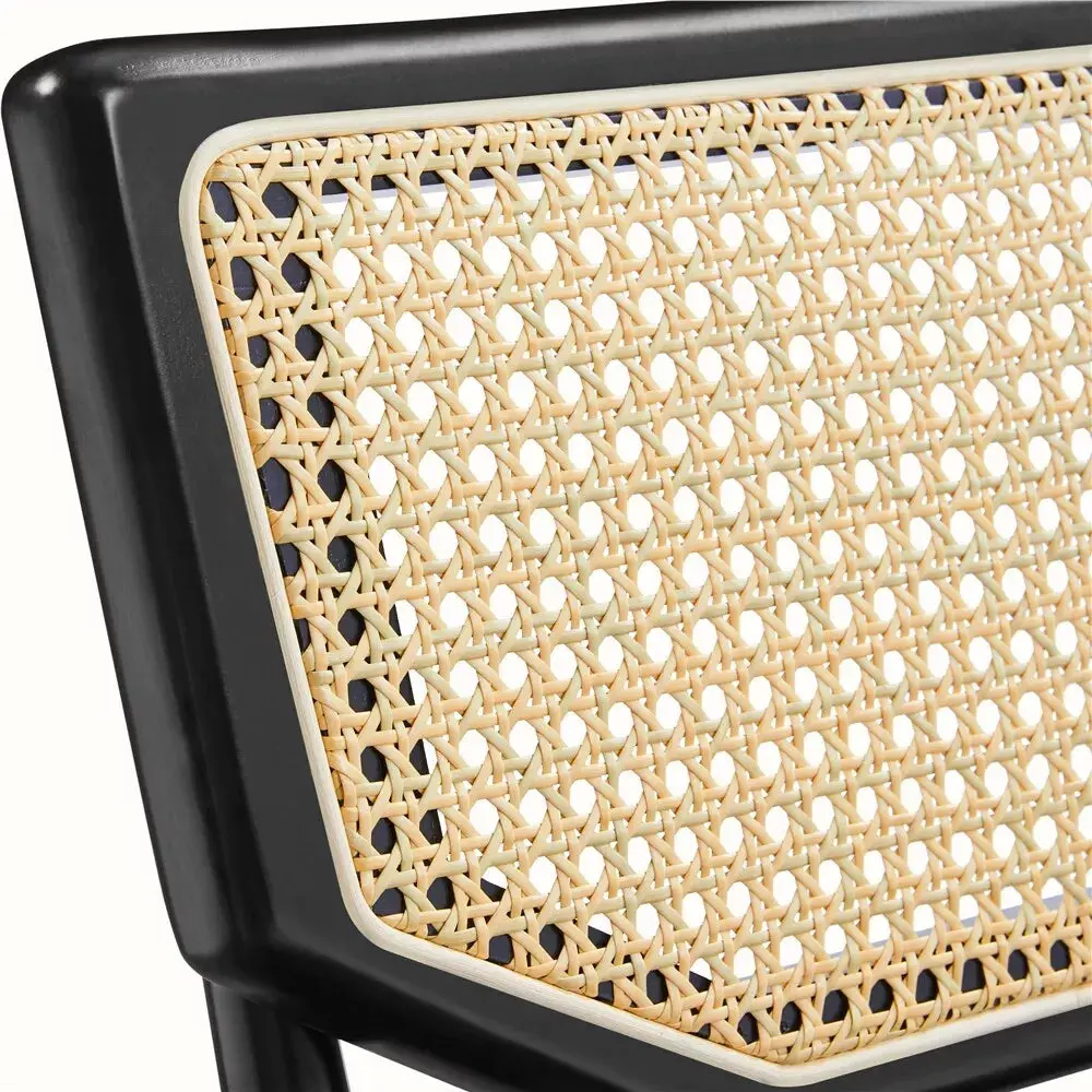 Black Mid Century Rattan Dining Chair (Set of 2) - Image 4