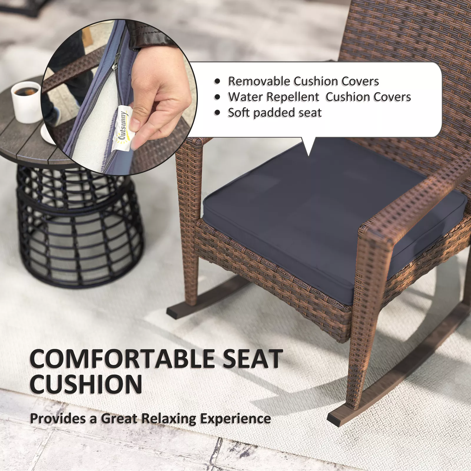 Higgins Rattan Outdoor Patio Rocking Chair - Image 4