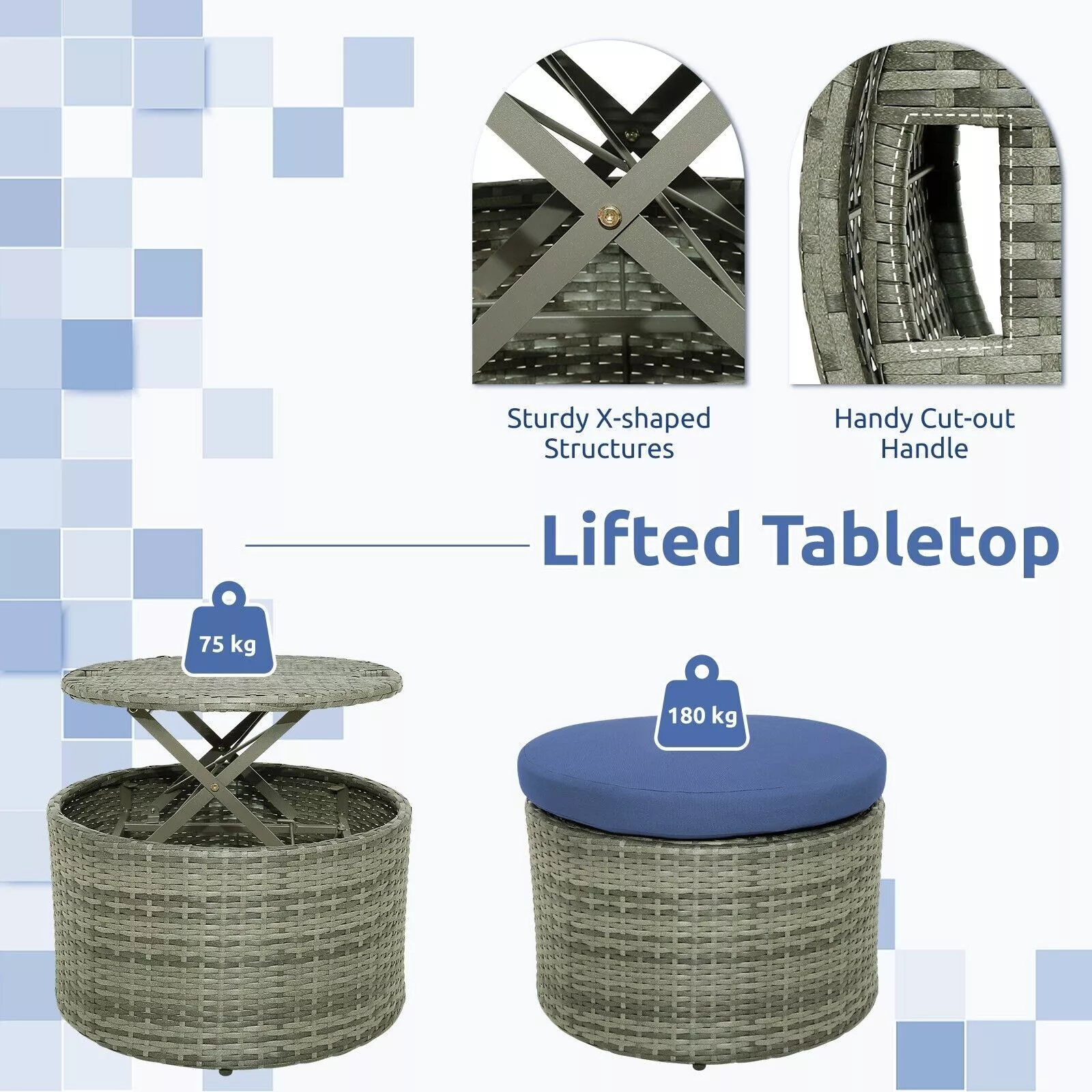 Hines Rattan Round Outdoor Garden Day Bed - Image 3