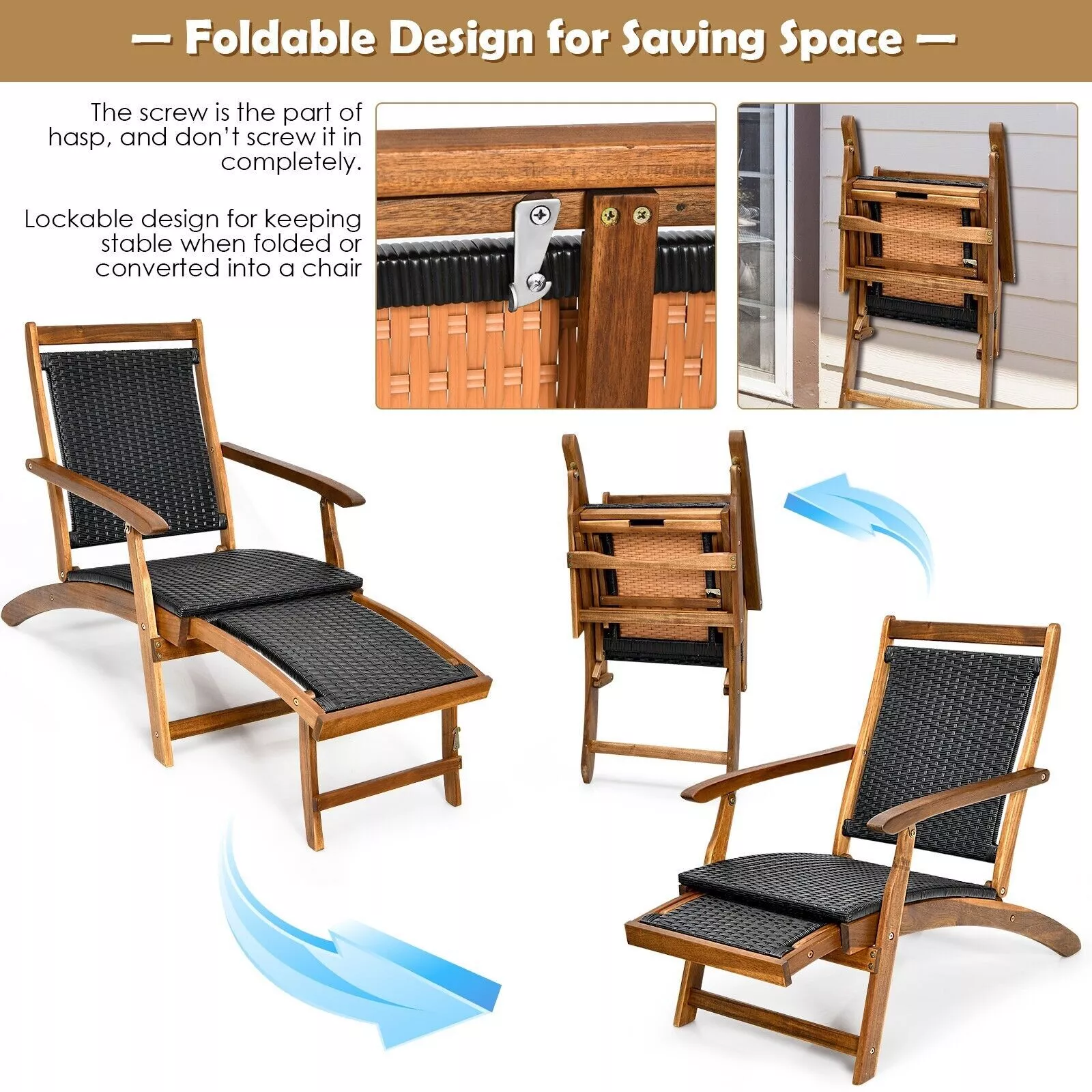 Holman Folding Wooden Garden Sun Lounger - Image 4