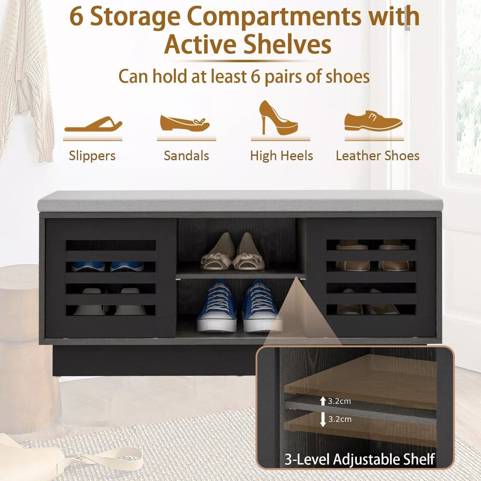 Holman Hallway Shoe Storage Bench - Image 3