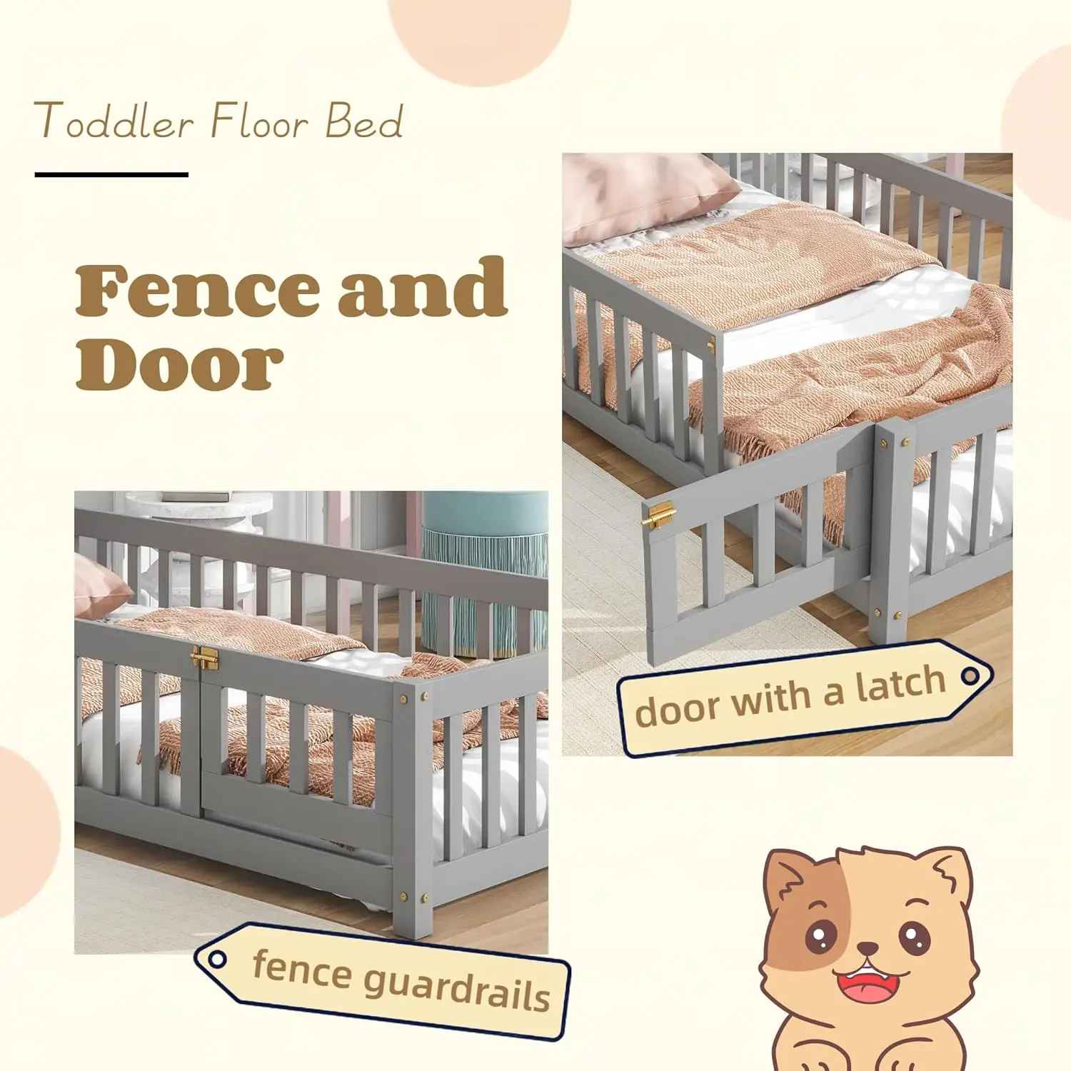 House Twin Montessori Floor Bed With Rails - Image 6