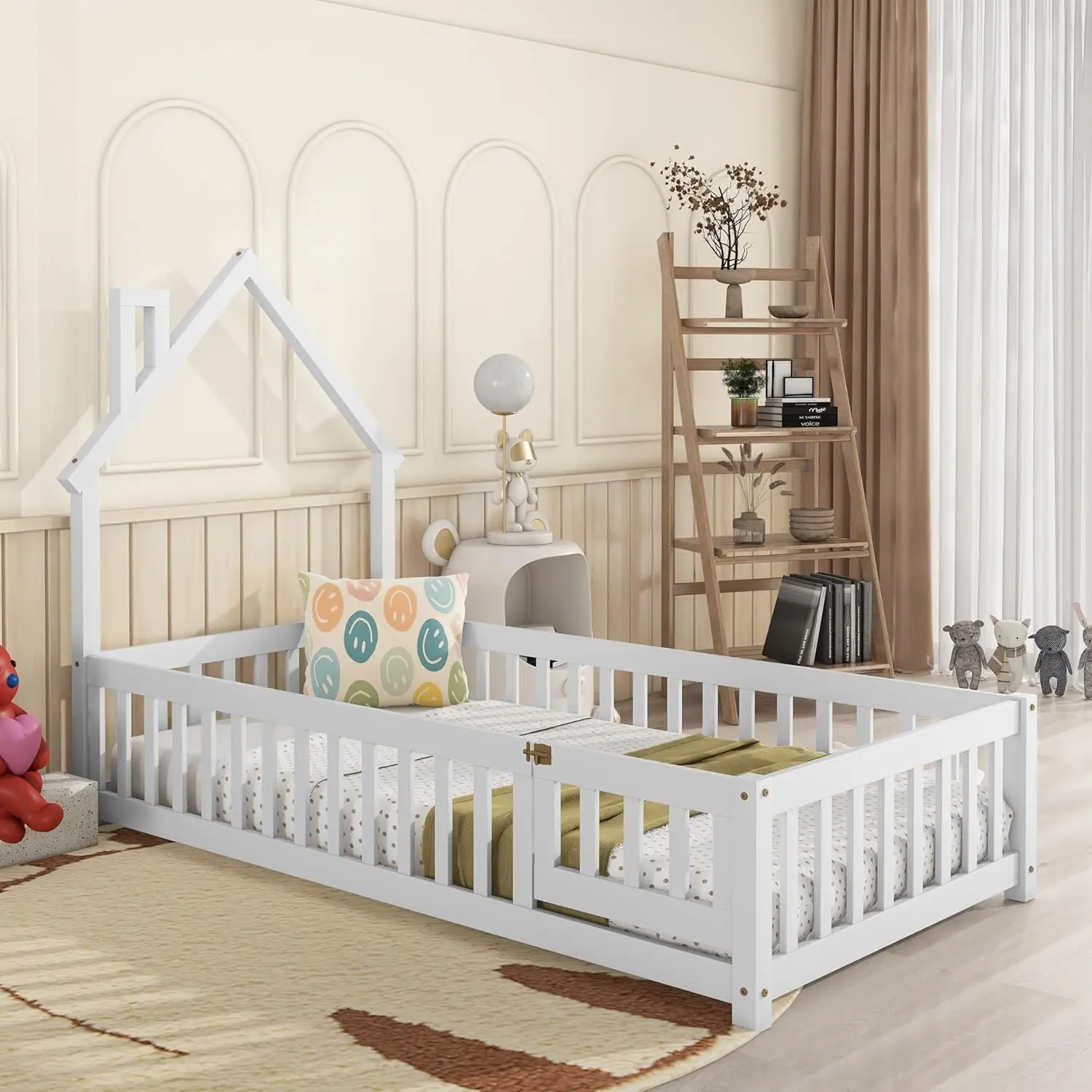 House Twin Montessori Floor Bed With Rails - Image 7