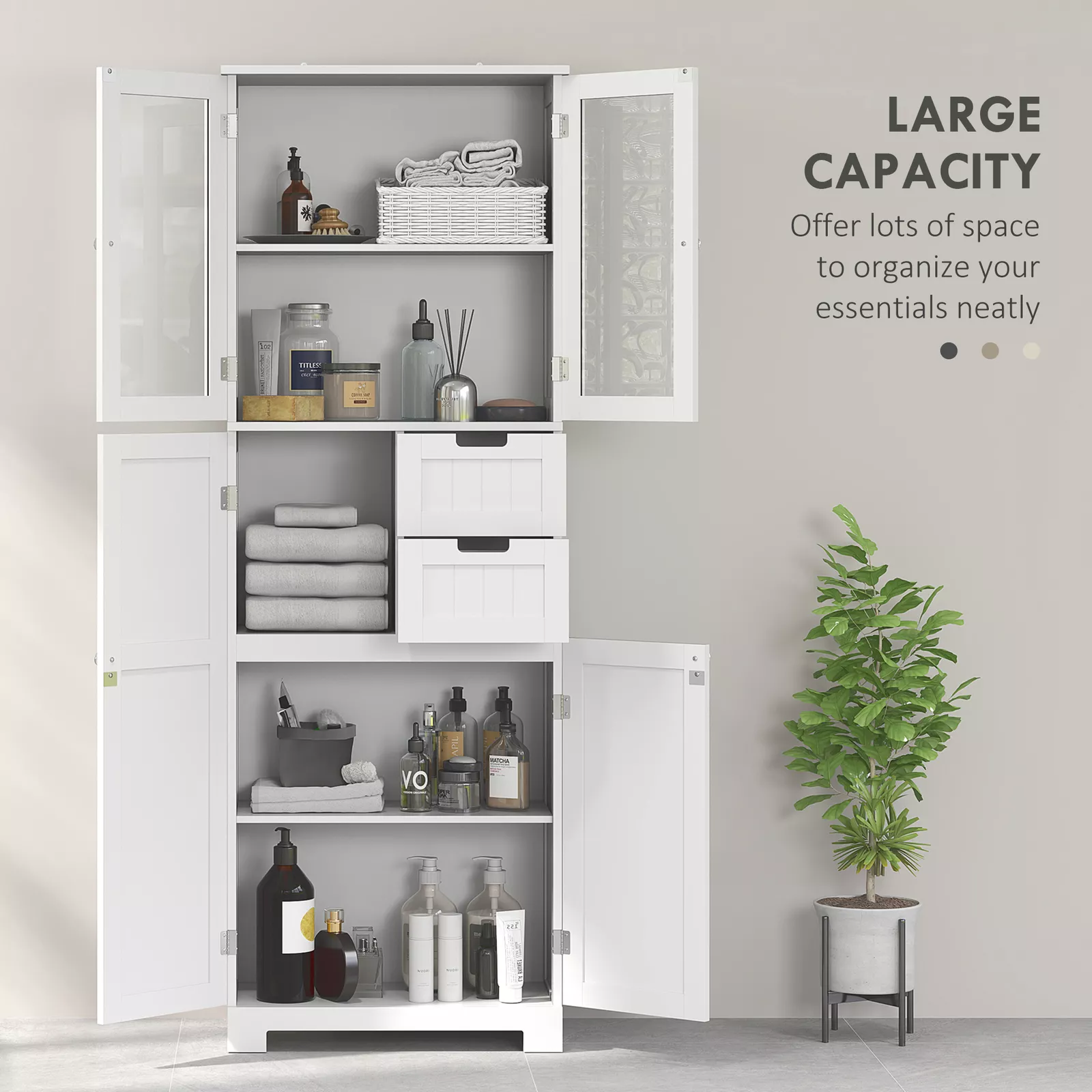 Huda Tall Linen Closet Cabinet - Image 3