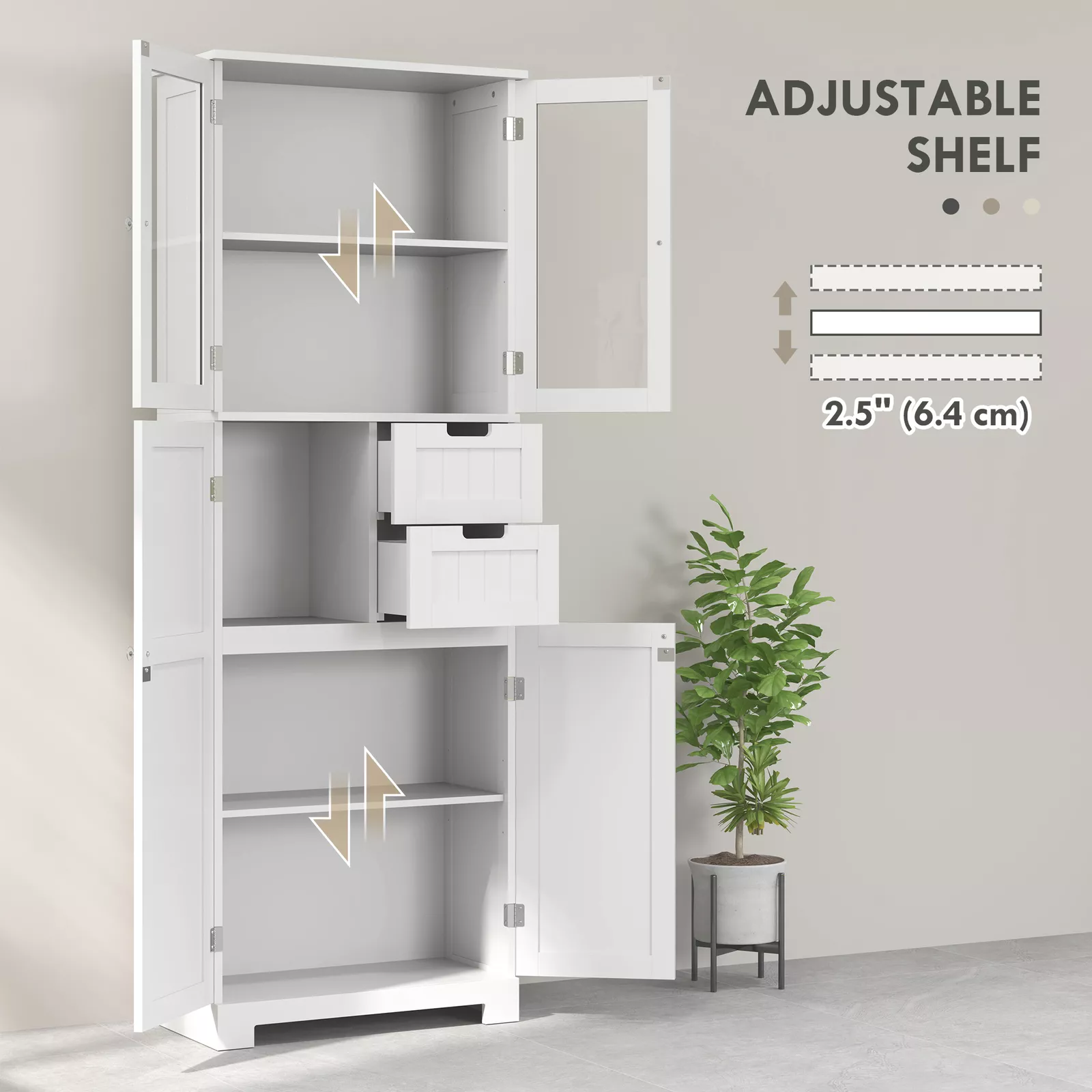 Huda Tall Linen Closet Cabinet - Image 4
