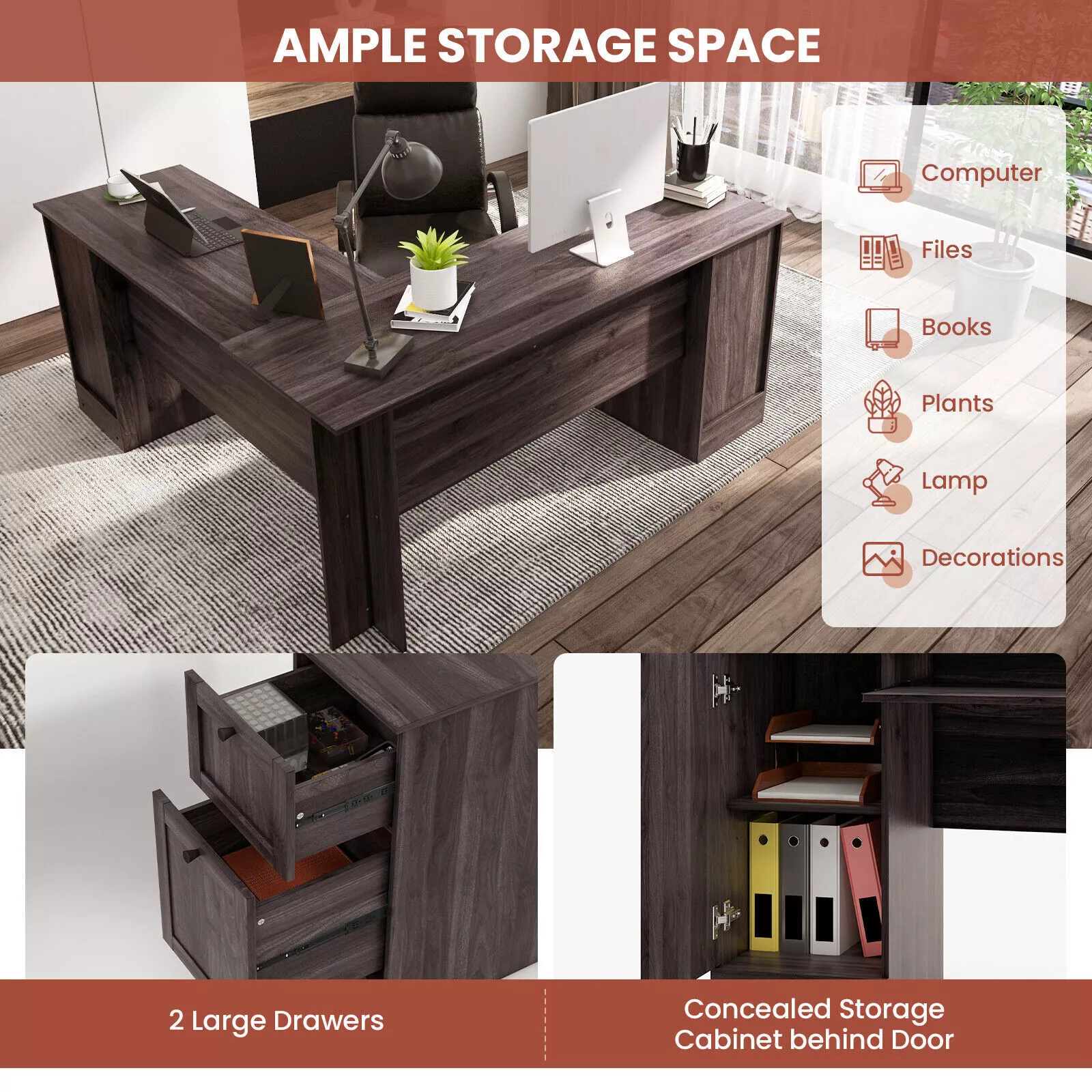 Iona Corner L Shaped Computer Desk With Storage - Image 3