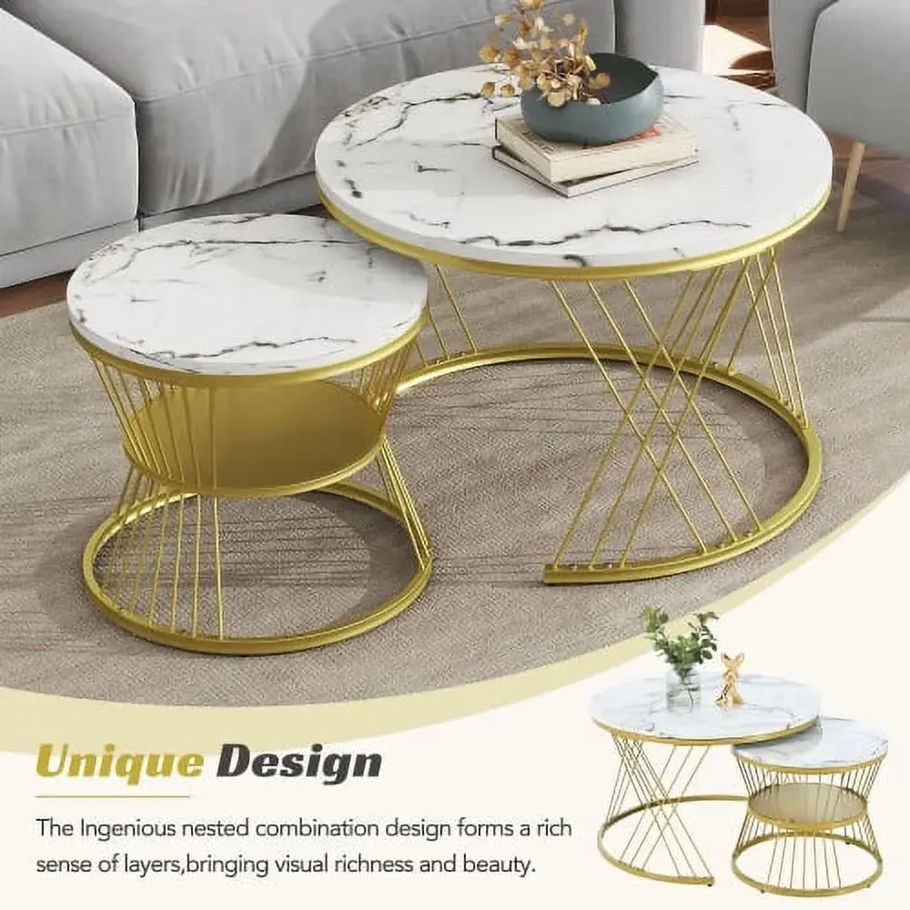 Irwin Round Marble Coffee Table - Image 3
